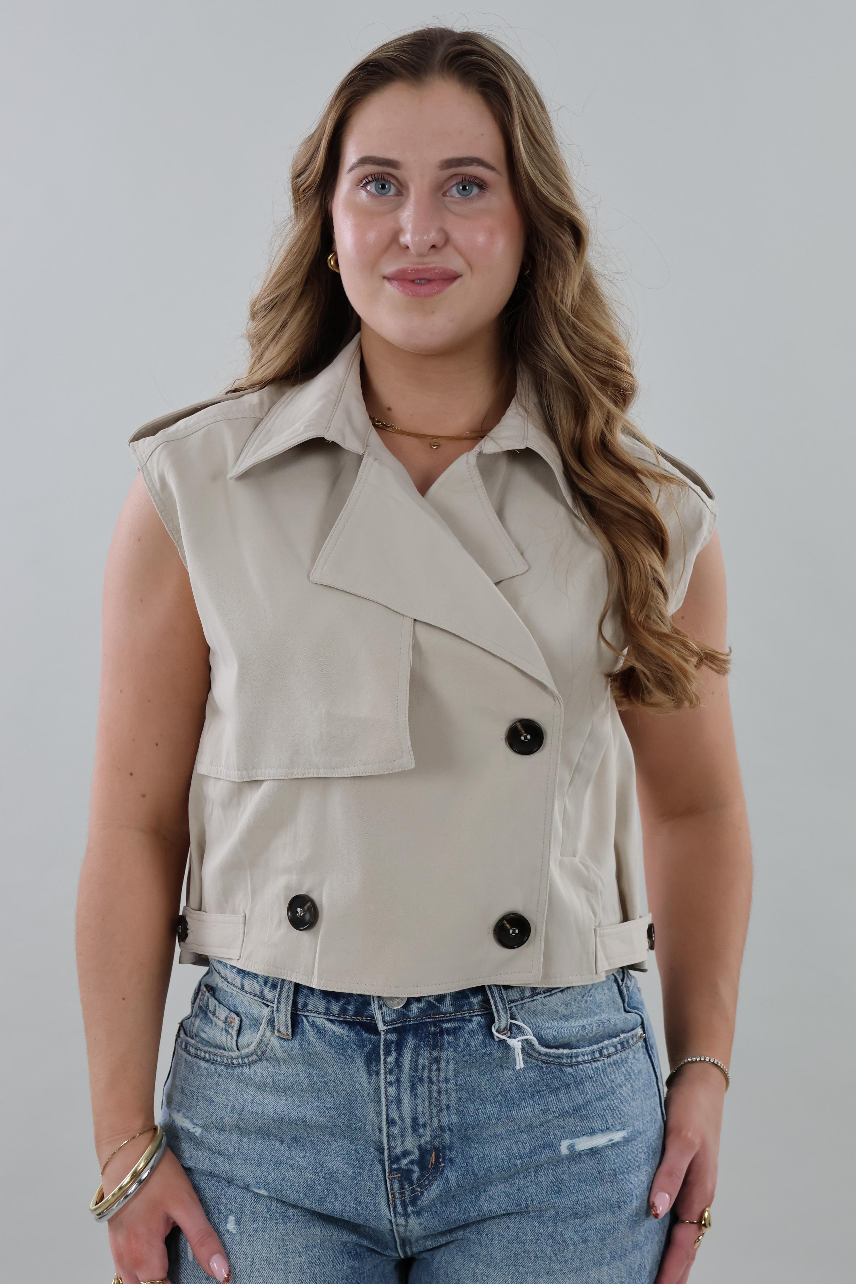 Sleeveless trench Jacket – Beige