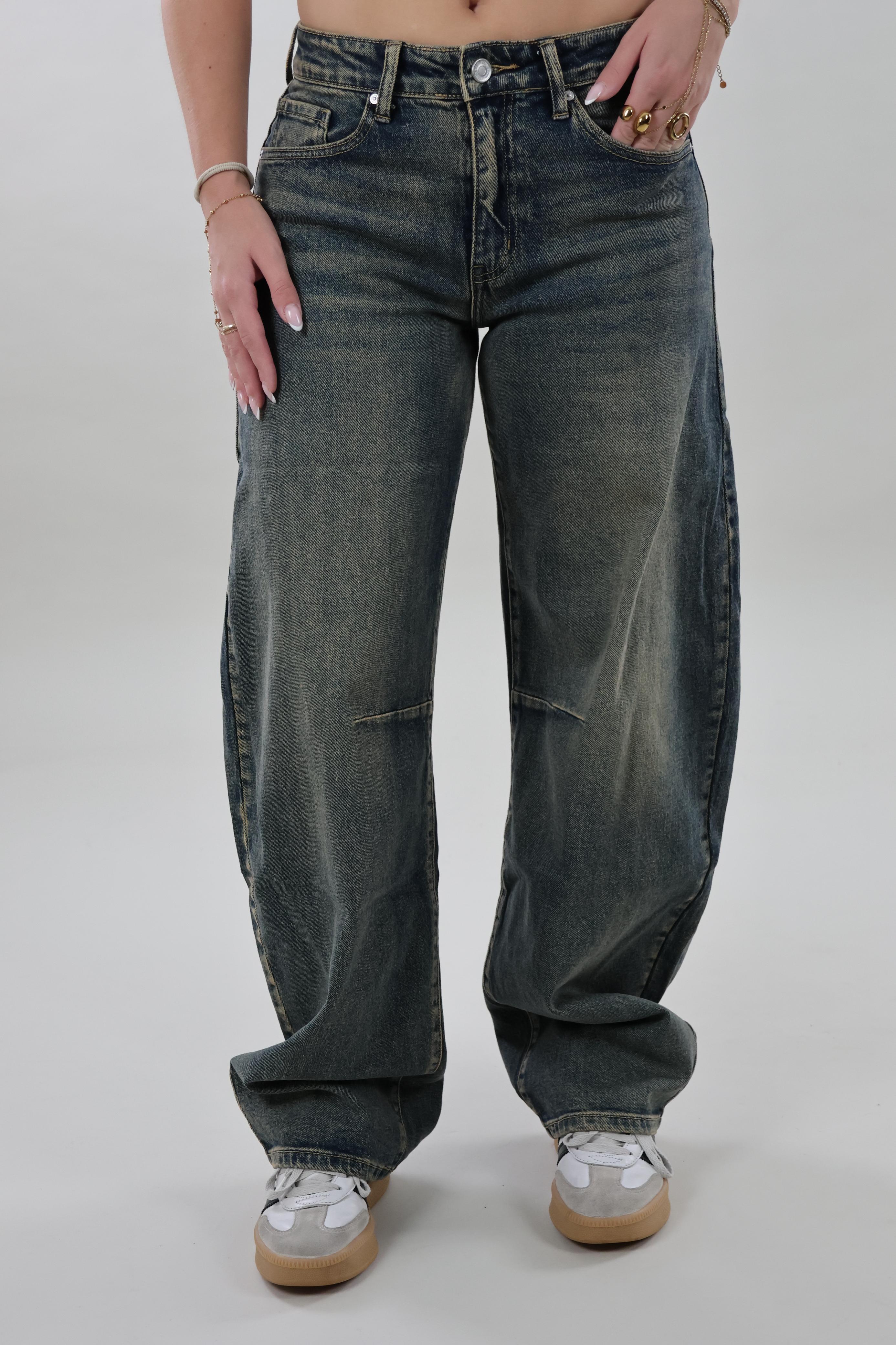 Mid waist balloon fit Jeans - Vintage washed