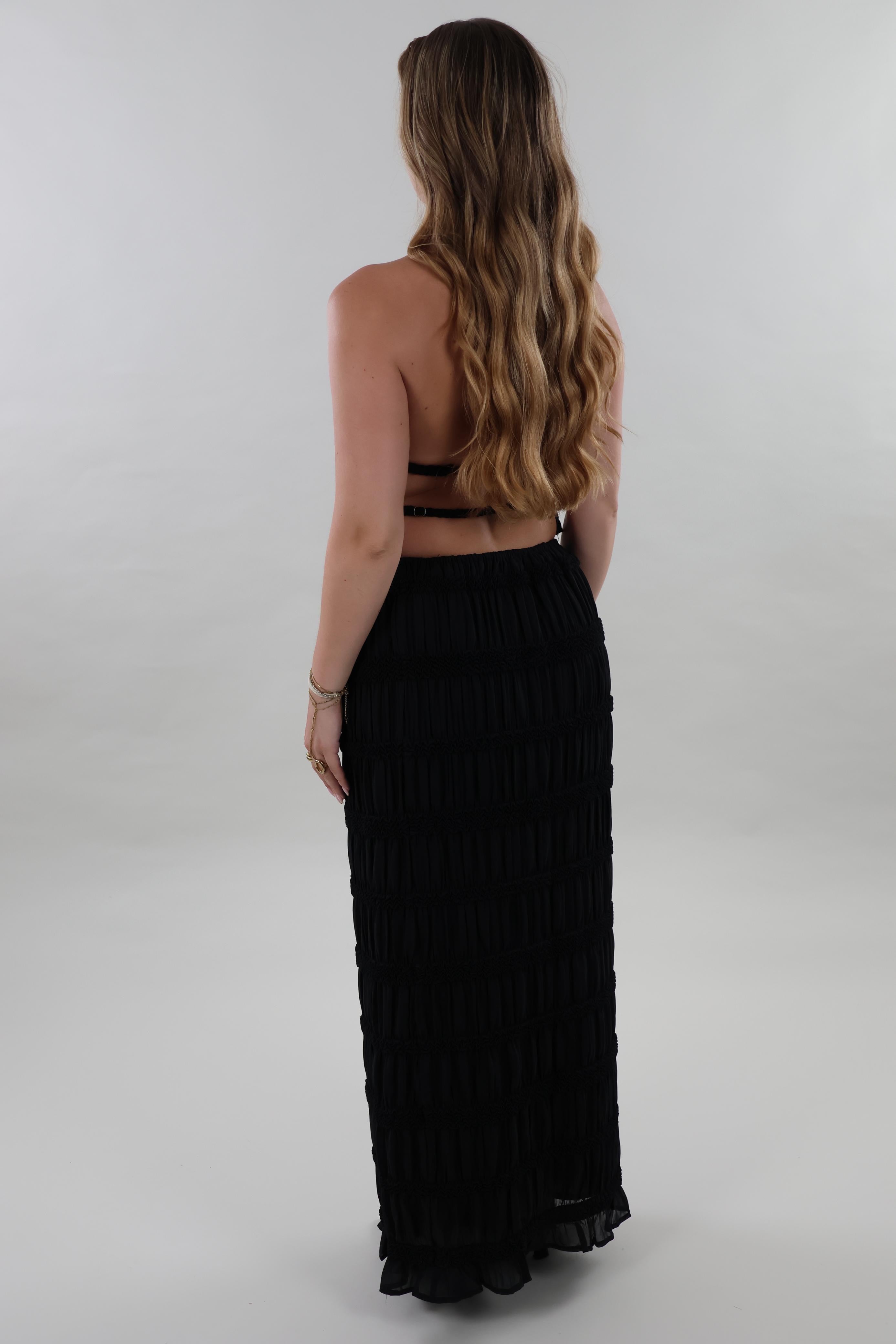 Textured halter Top - Black