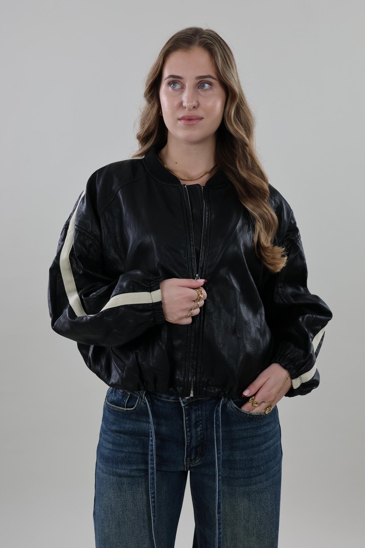 Vintage-style bomber Jacket - Black