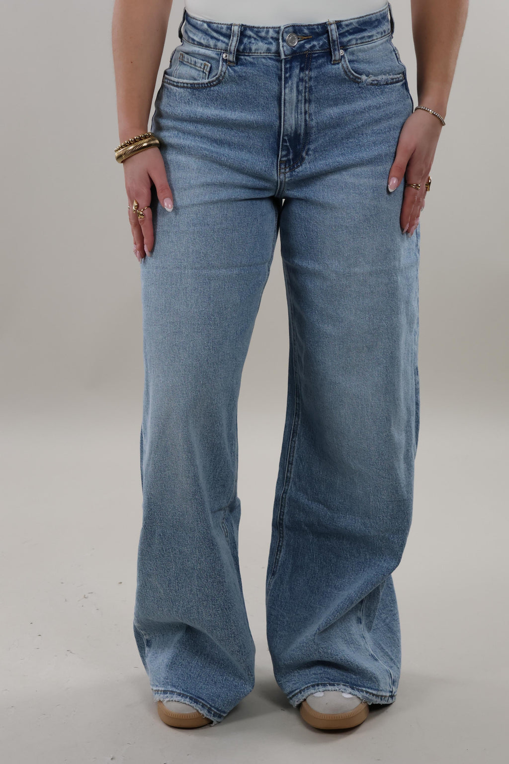 Classic wide leg Jeans - Stretch - Light washed blue