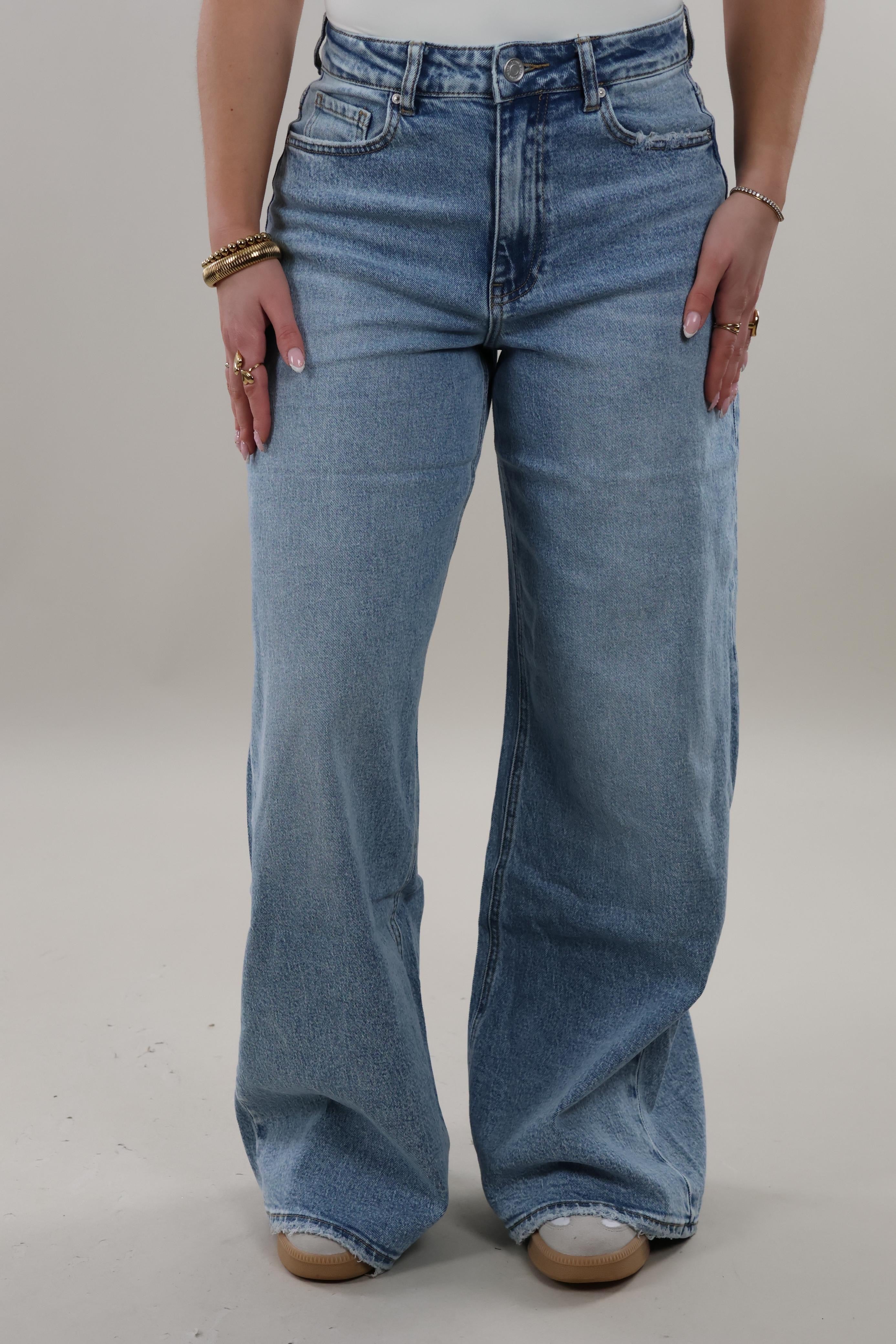 Classic wide leg Jeans - Stretch - Light washed blue