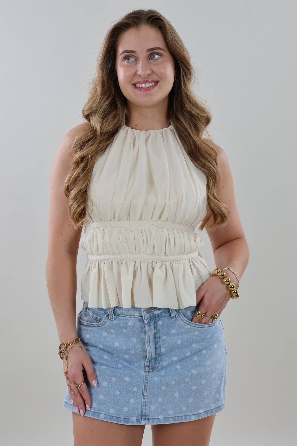 Halter ruffle Top - Crème