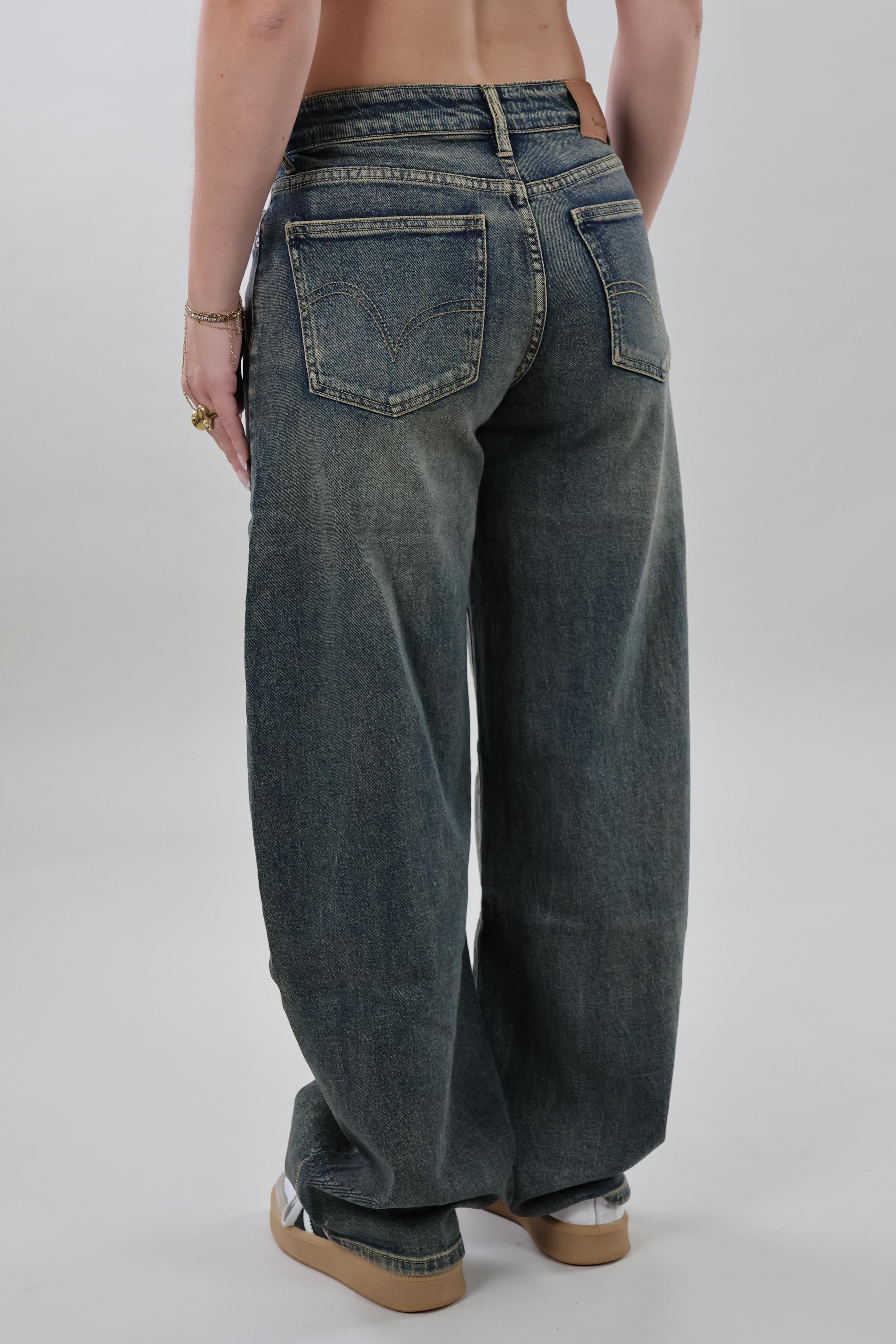 Mid waist balloon fit Jeans - Vintage washed