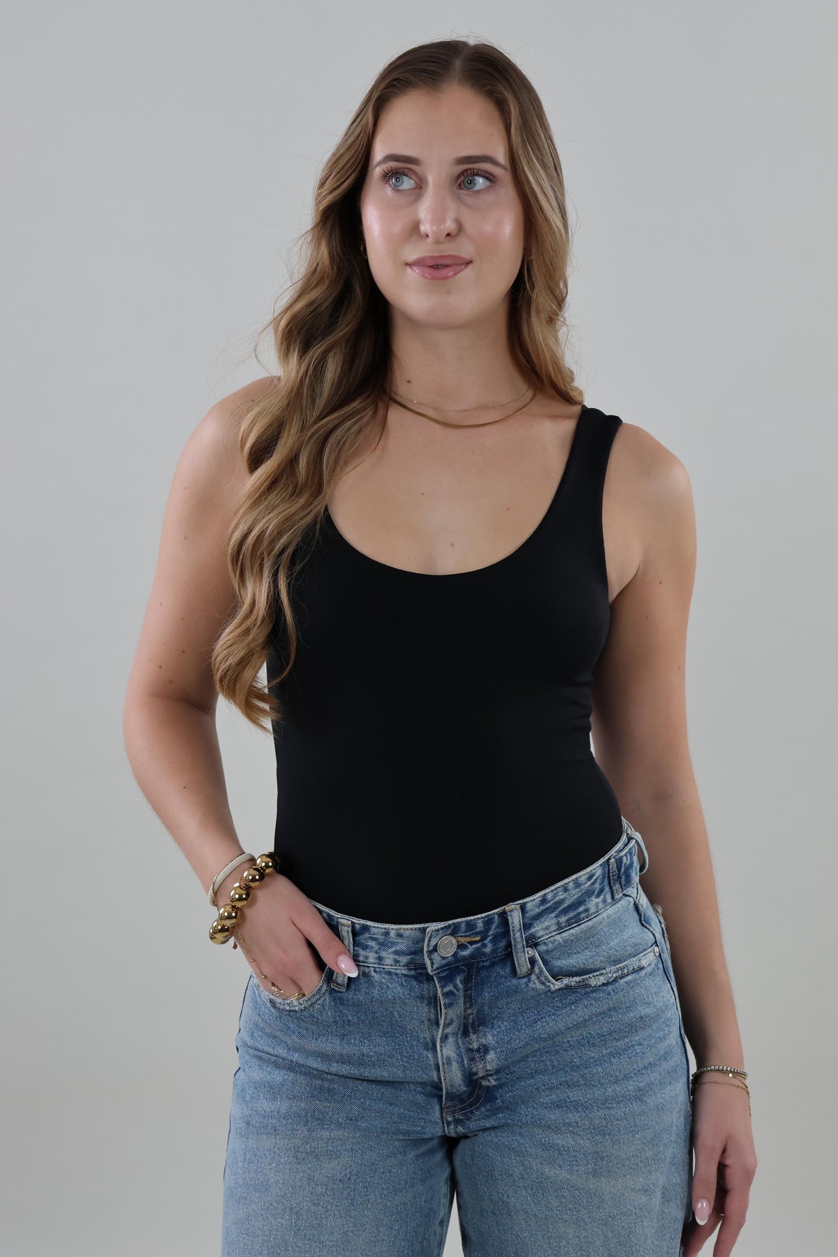 Essential scoop neck Bodysuit - Black