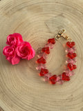 Heart Phone Cord - Red/Soft pink