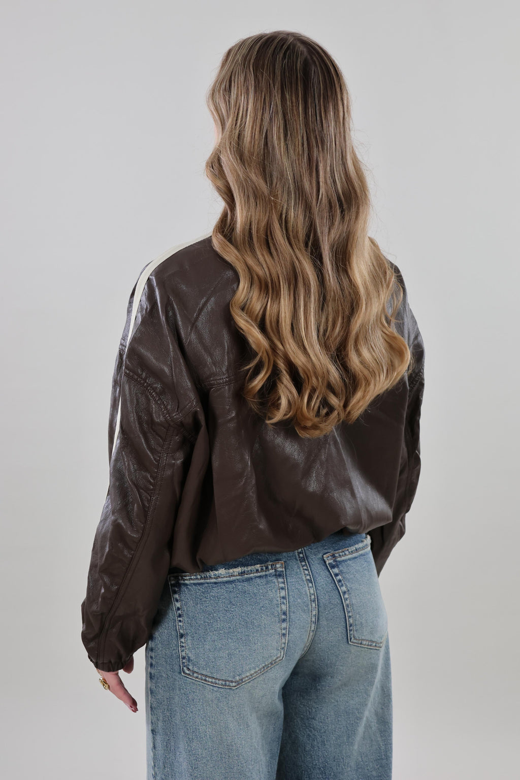 Vintage-style bomber Jacket - Dark brown