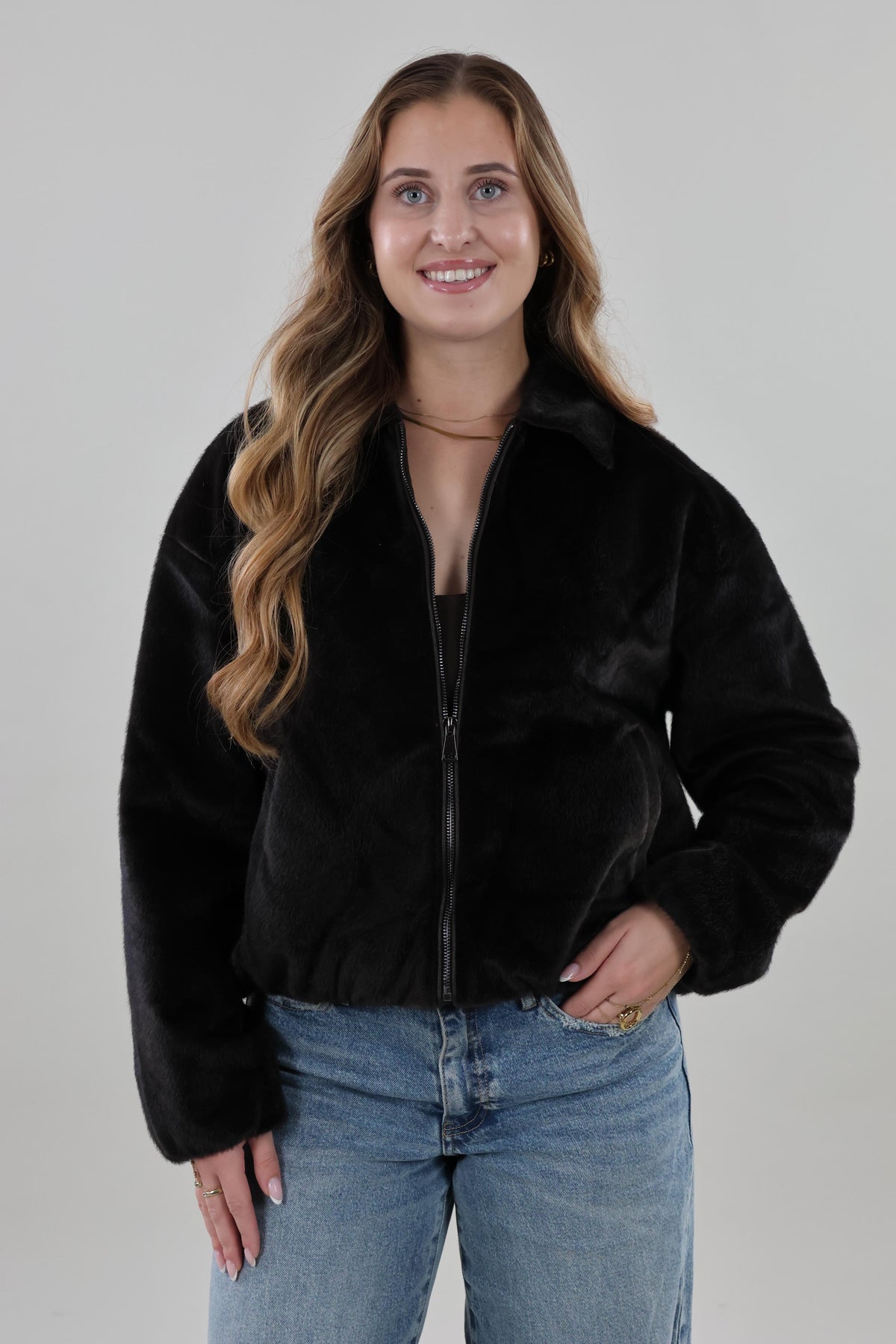 Faux fur Jacket - Dark brown