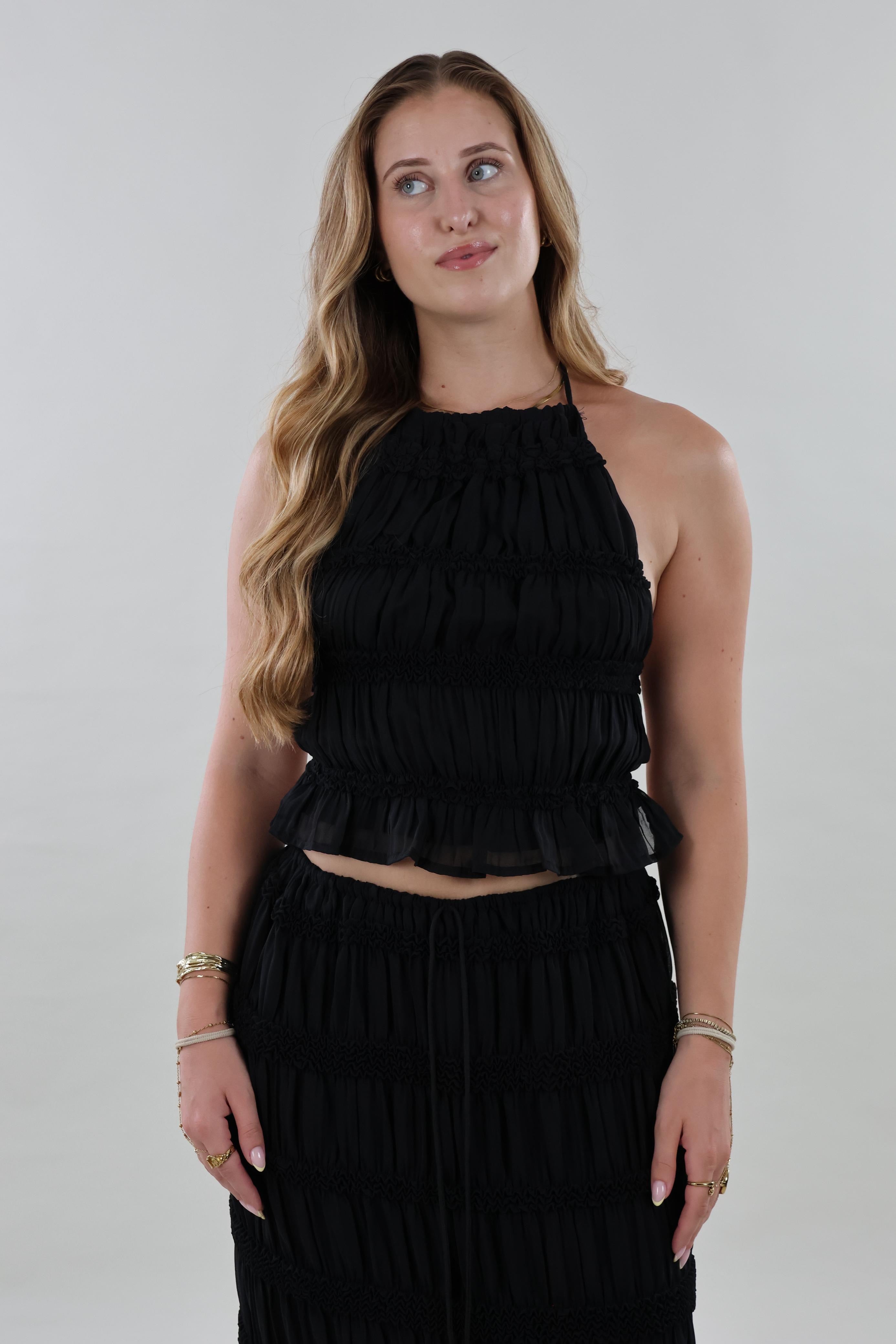 Textured halter Top - Black