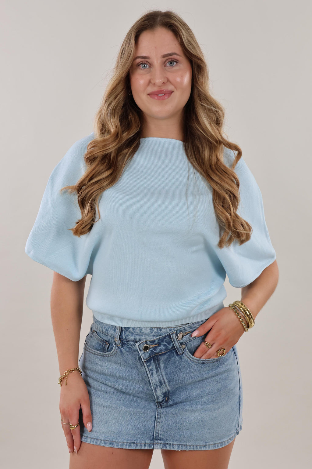 Soft batwing Top - Light blue