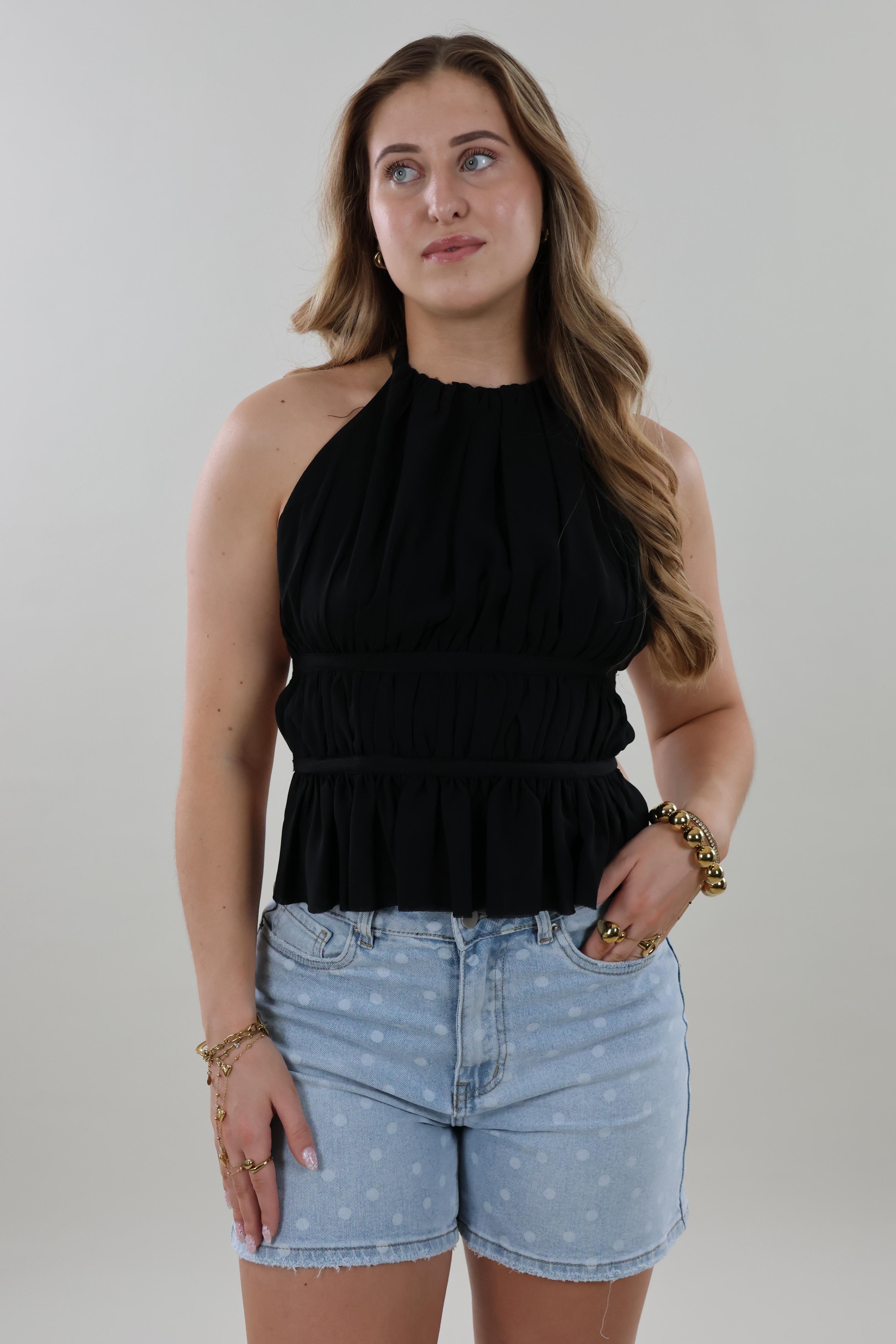 Halter ruffle Top - Black