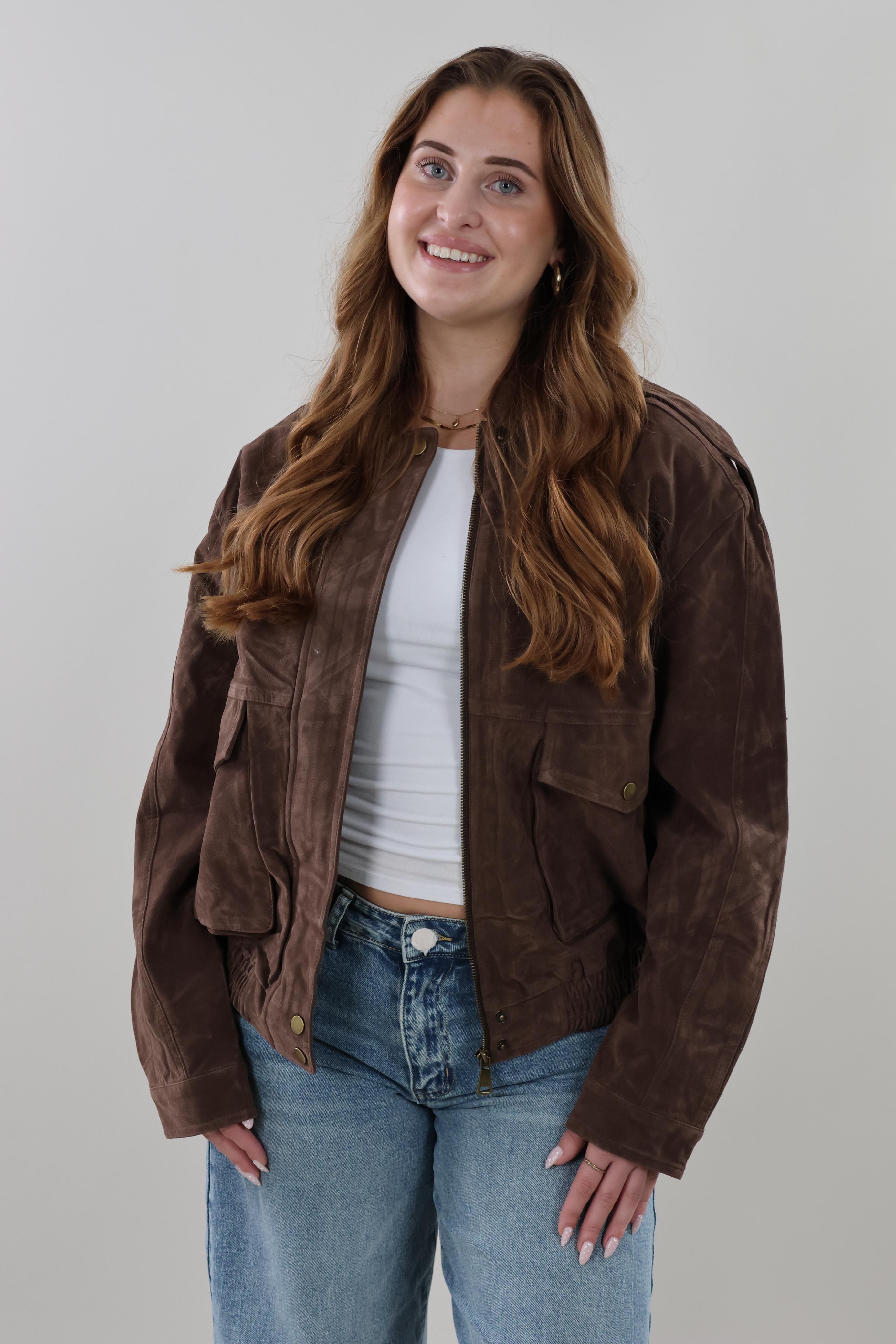 Brown oversized suede look Jacket