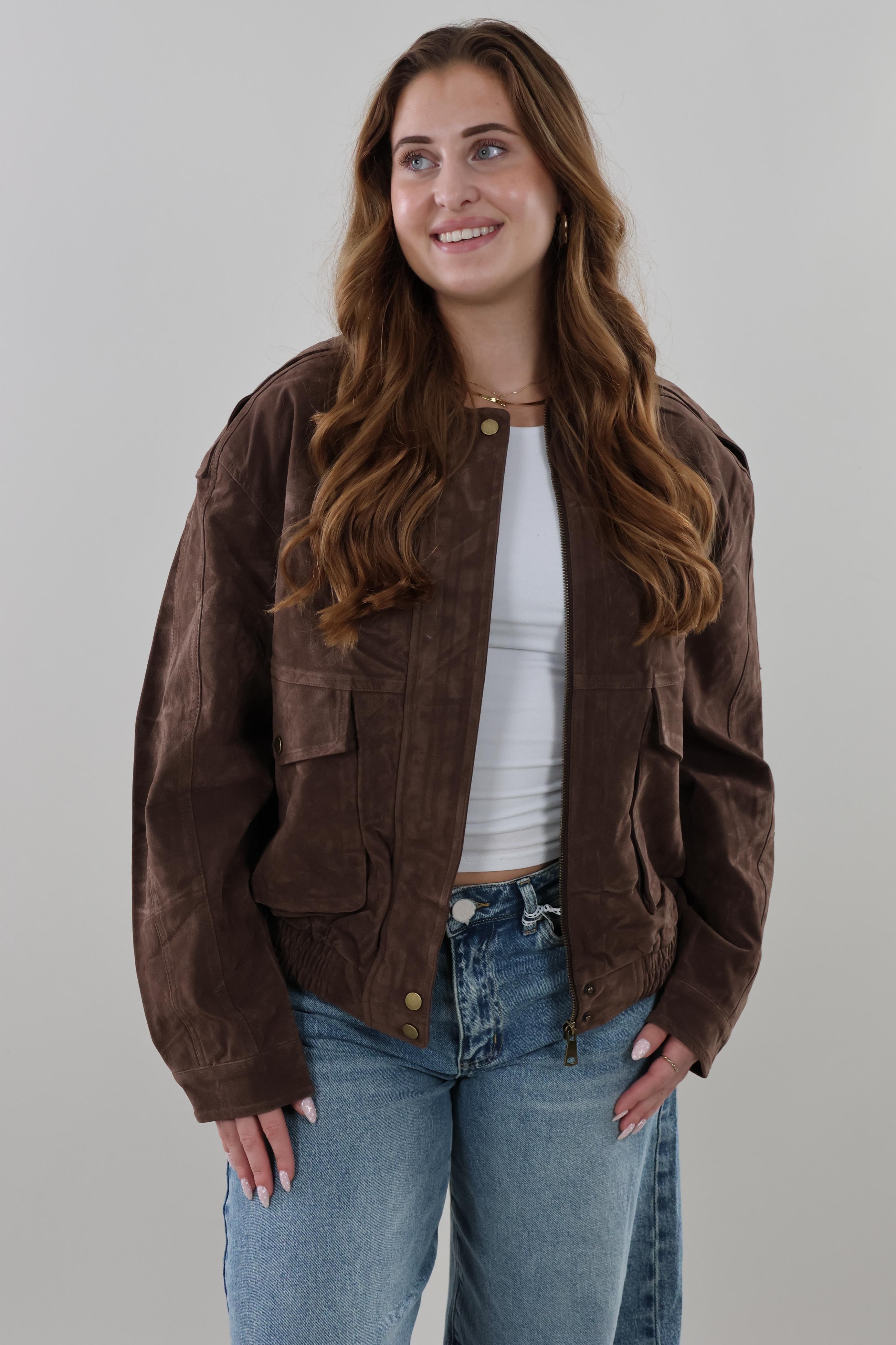 Brown oversized suede look Jacket