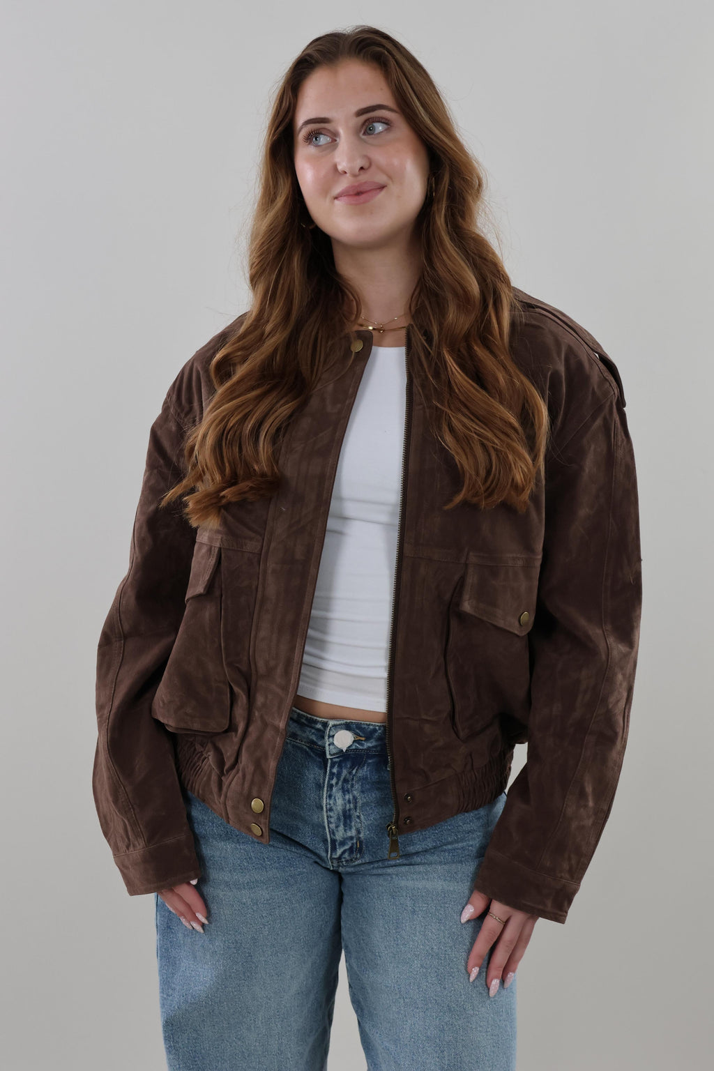Brown oversized suede look Jacket
