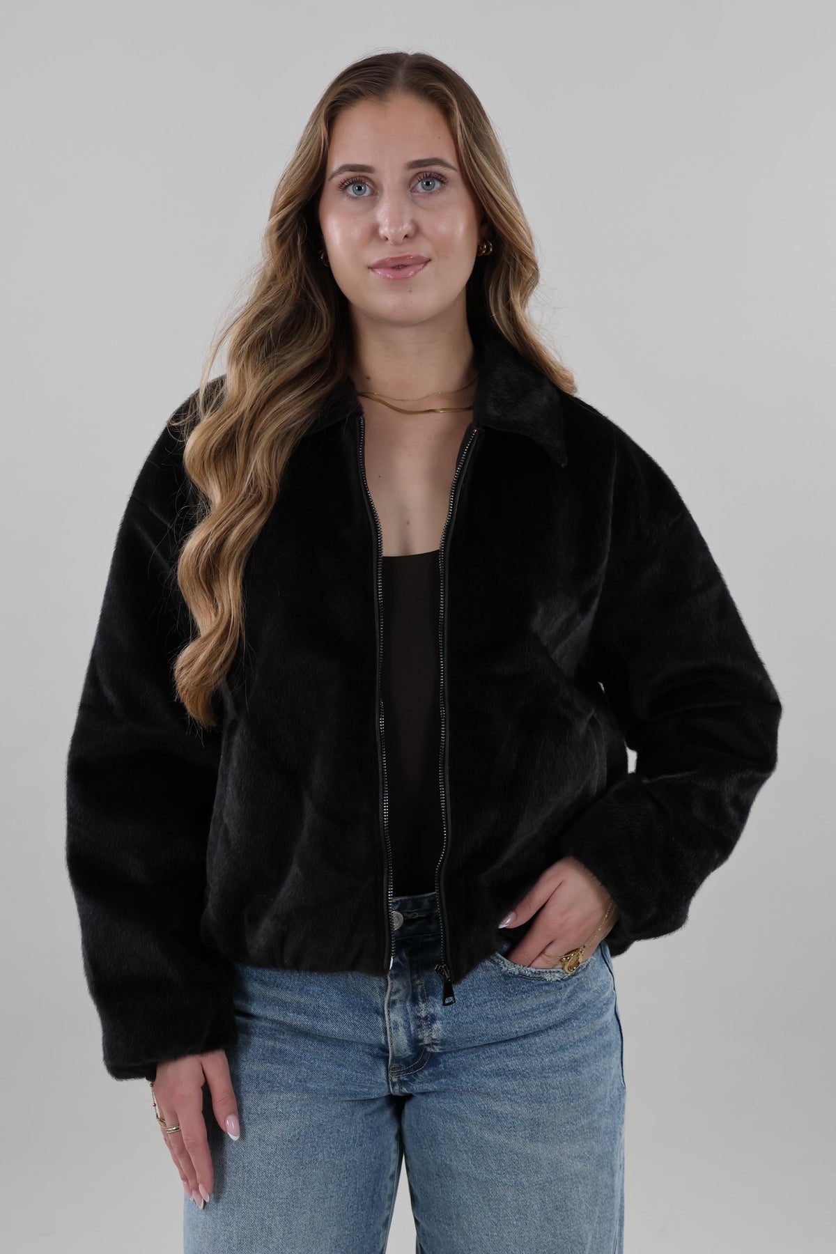 Faux fur Jacket - Dark brown