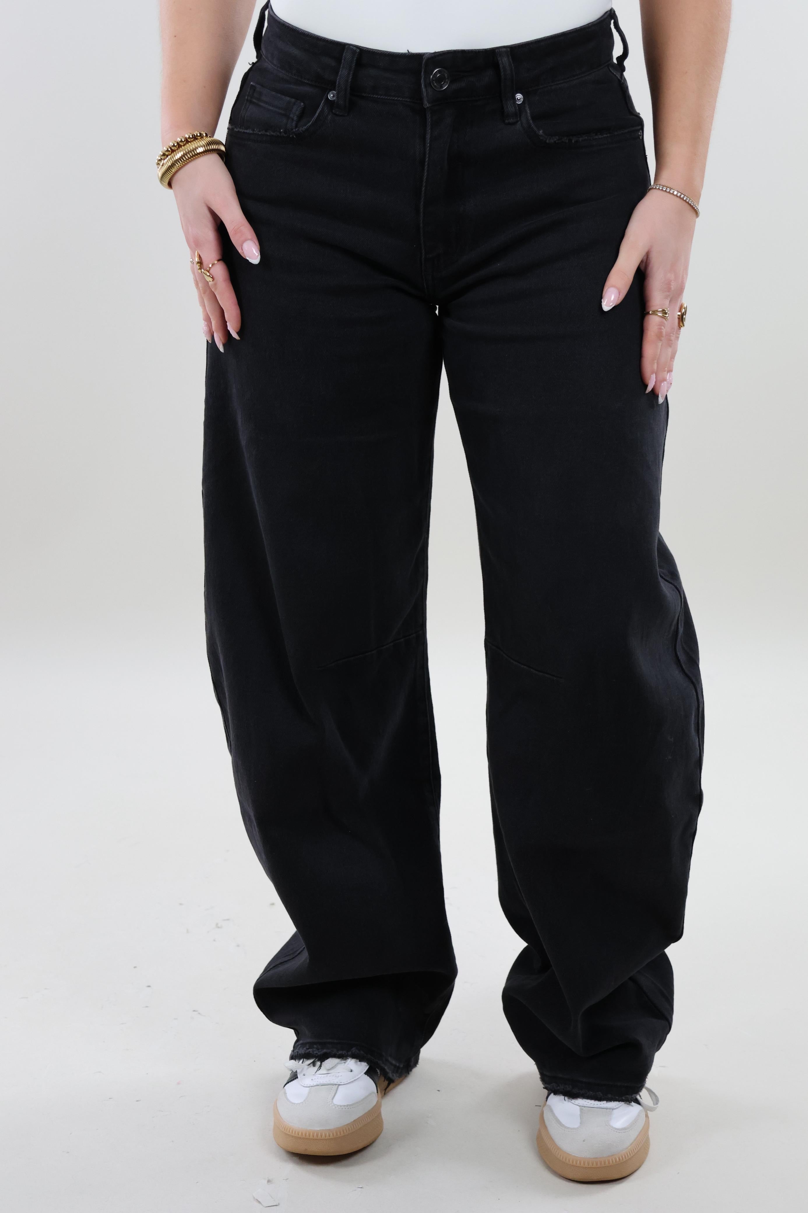 Mid waist balloon fit Jeans - Stretch - Black