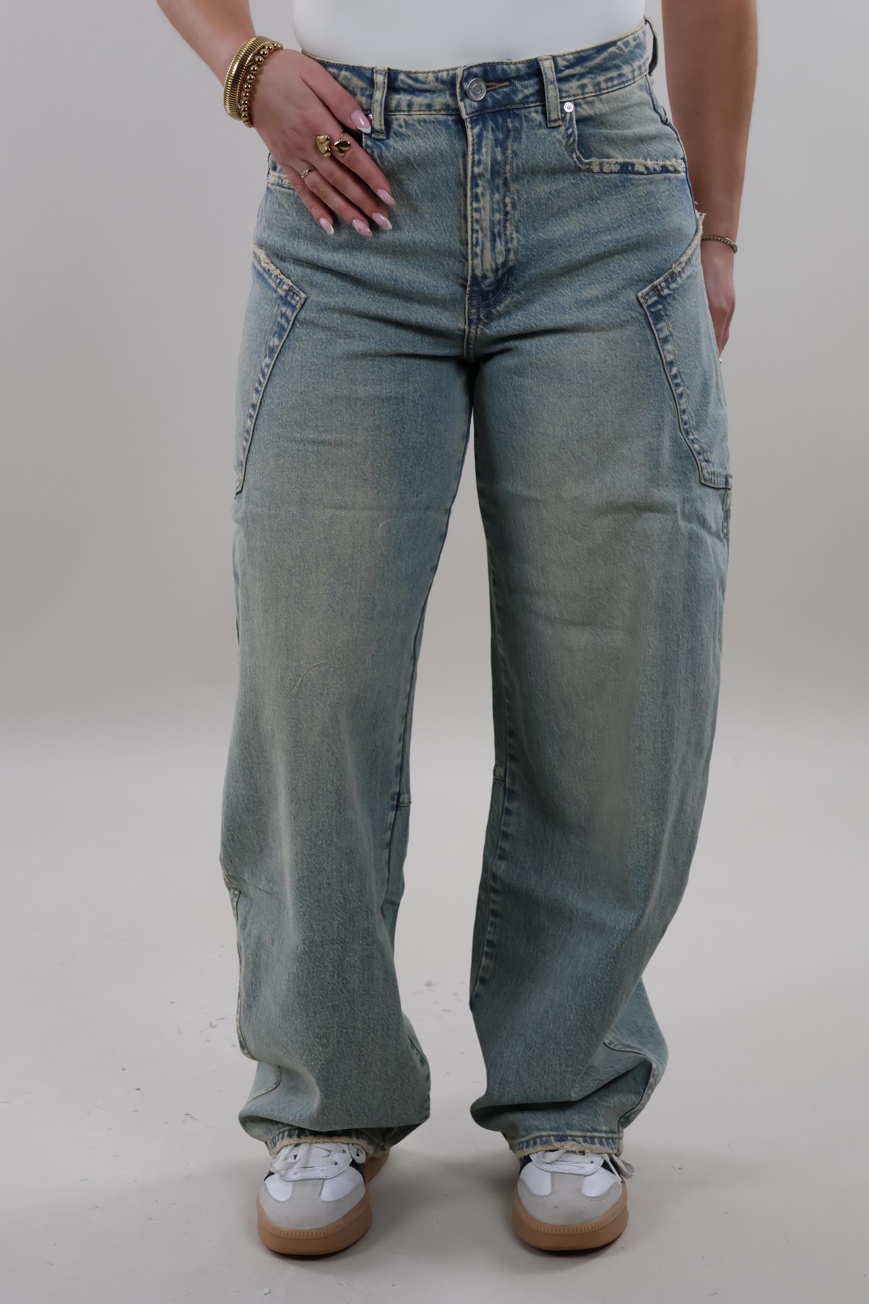 Cargo pocket balloon fit Jeans - Vintage washed