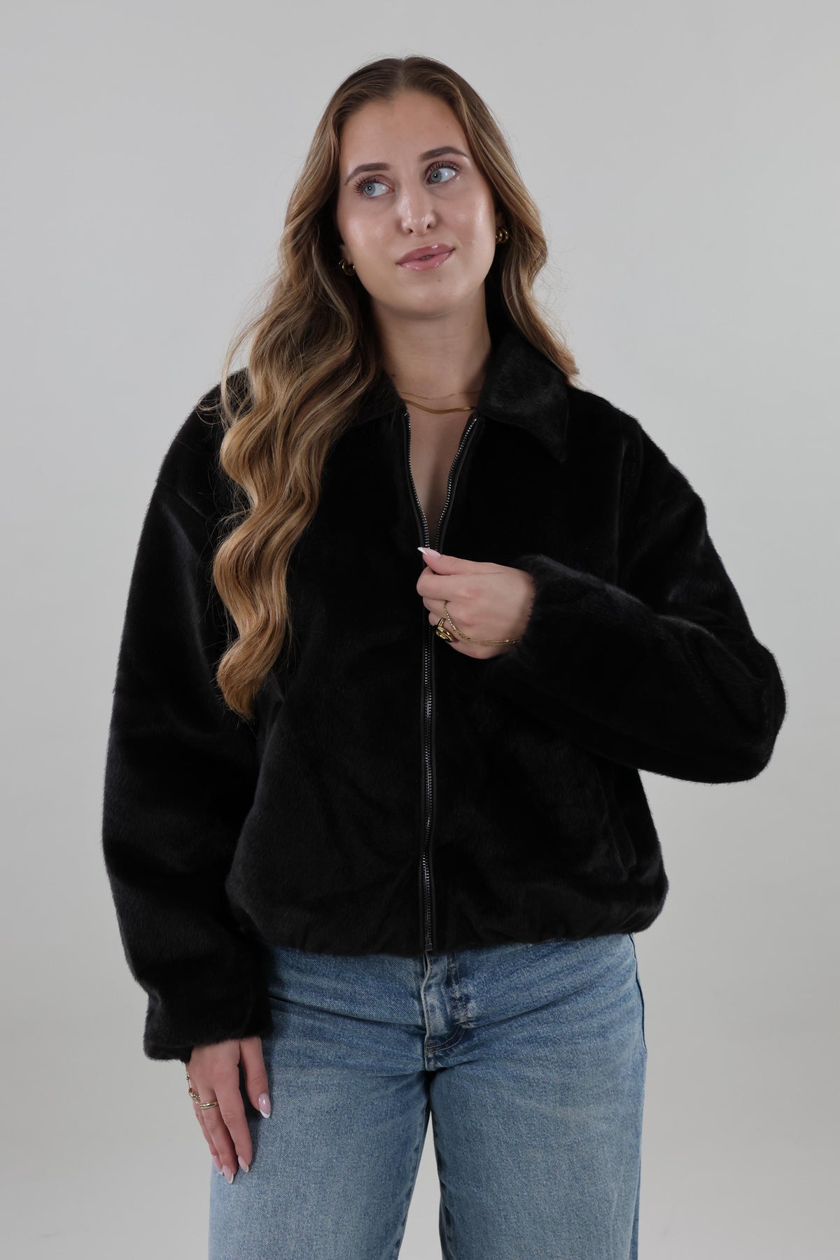 Faux fur Jacket - Dark brown
