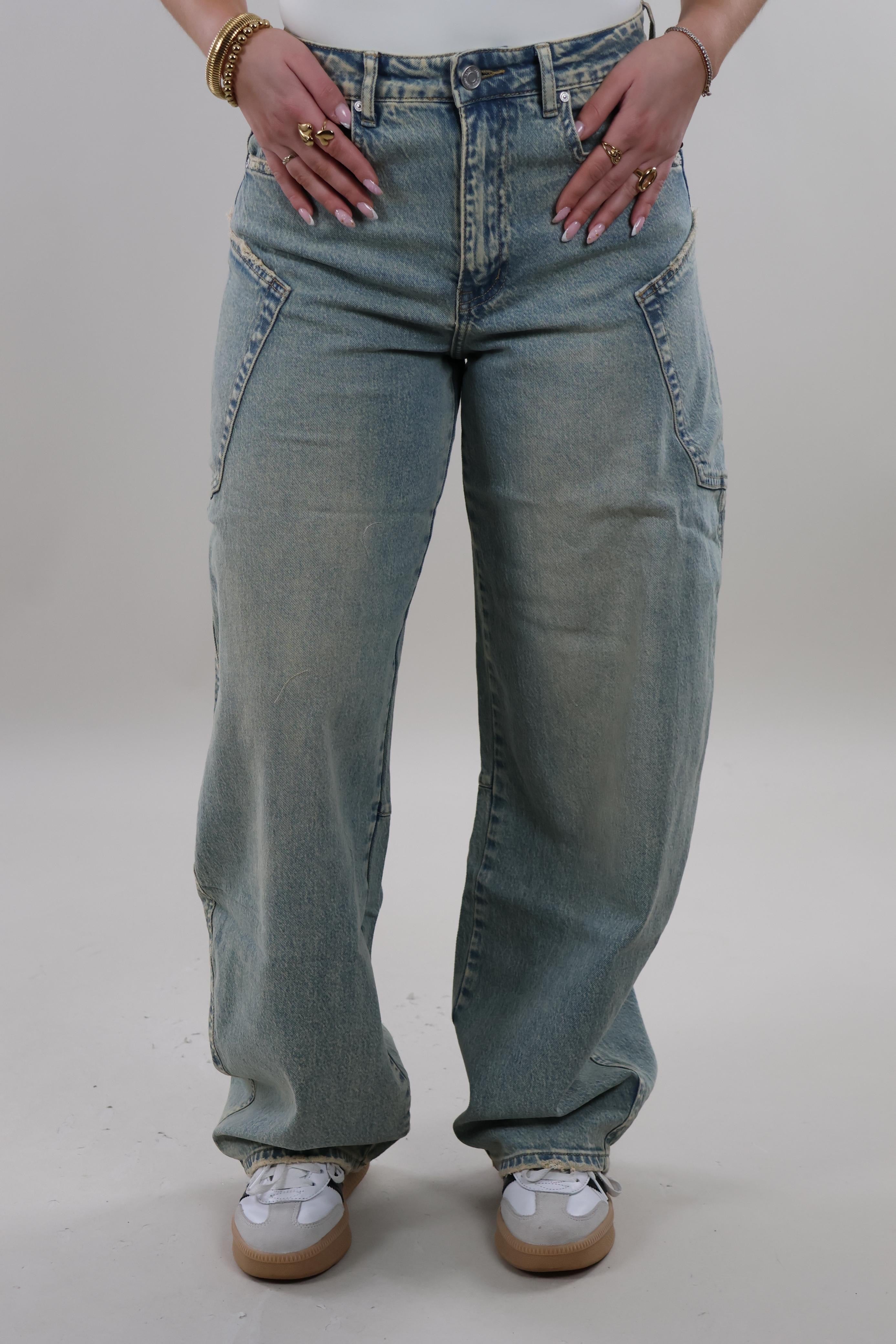 Cargo pocket balloon fit Jeans - Vintage washed