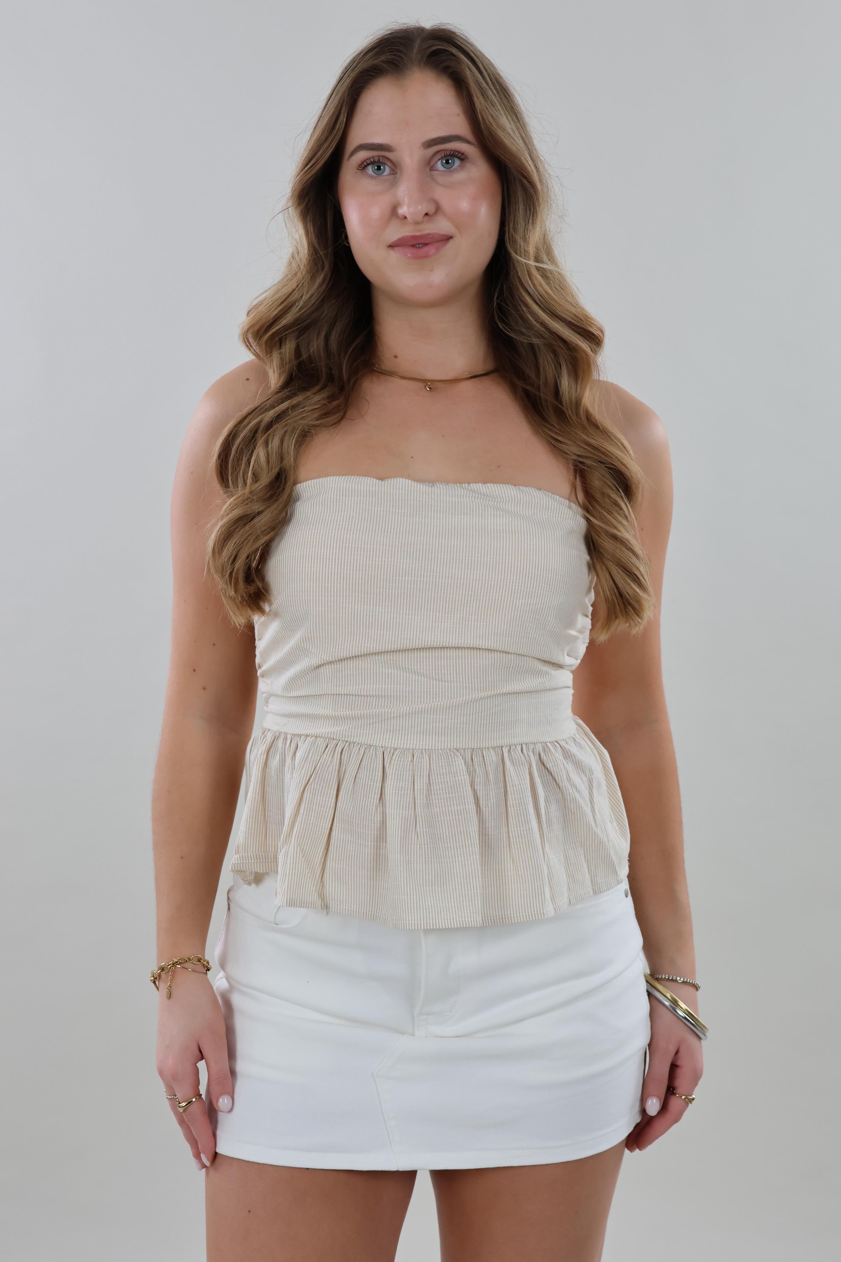 Peplum scarf Top - Beige