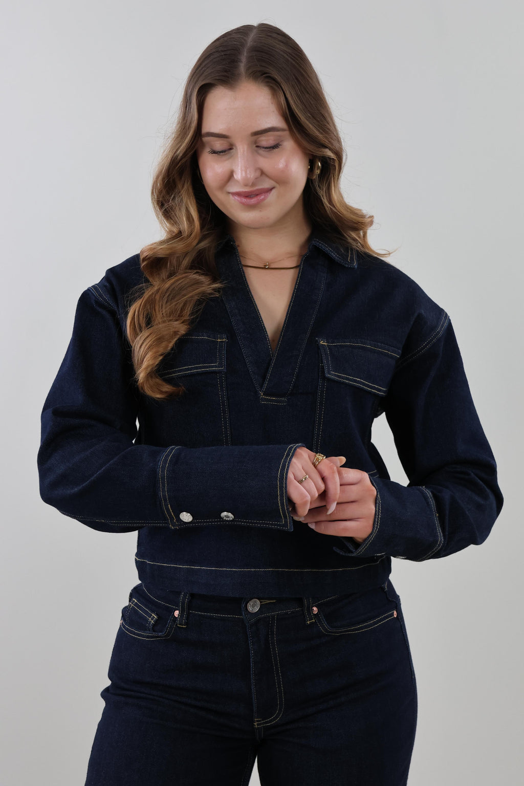 Denim pocket Top - Dark denim