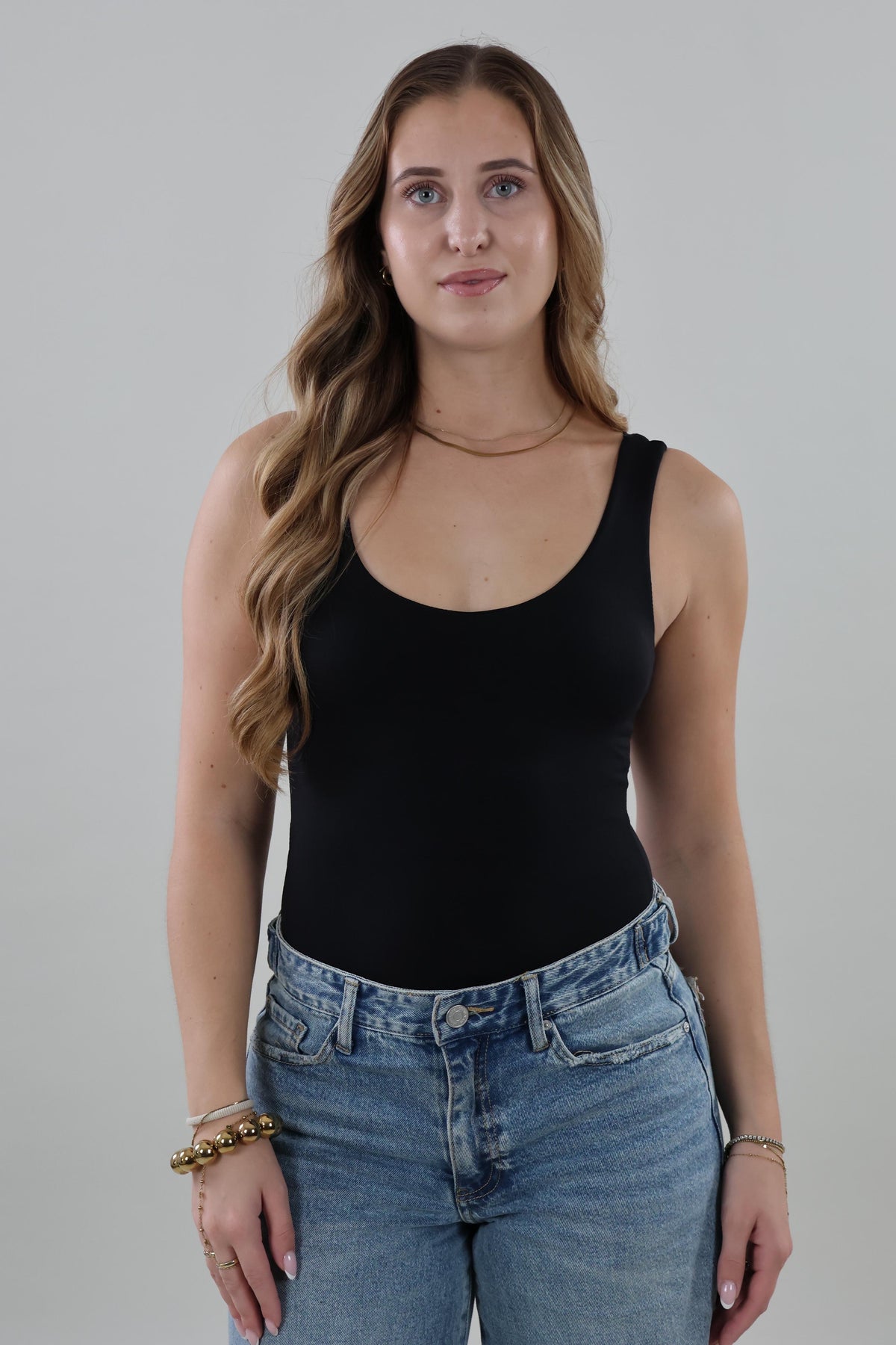 Essential scoop neck Bodysuit - Black