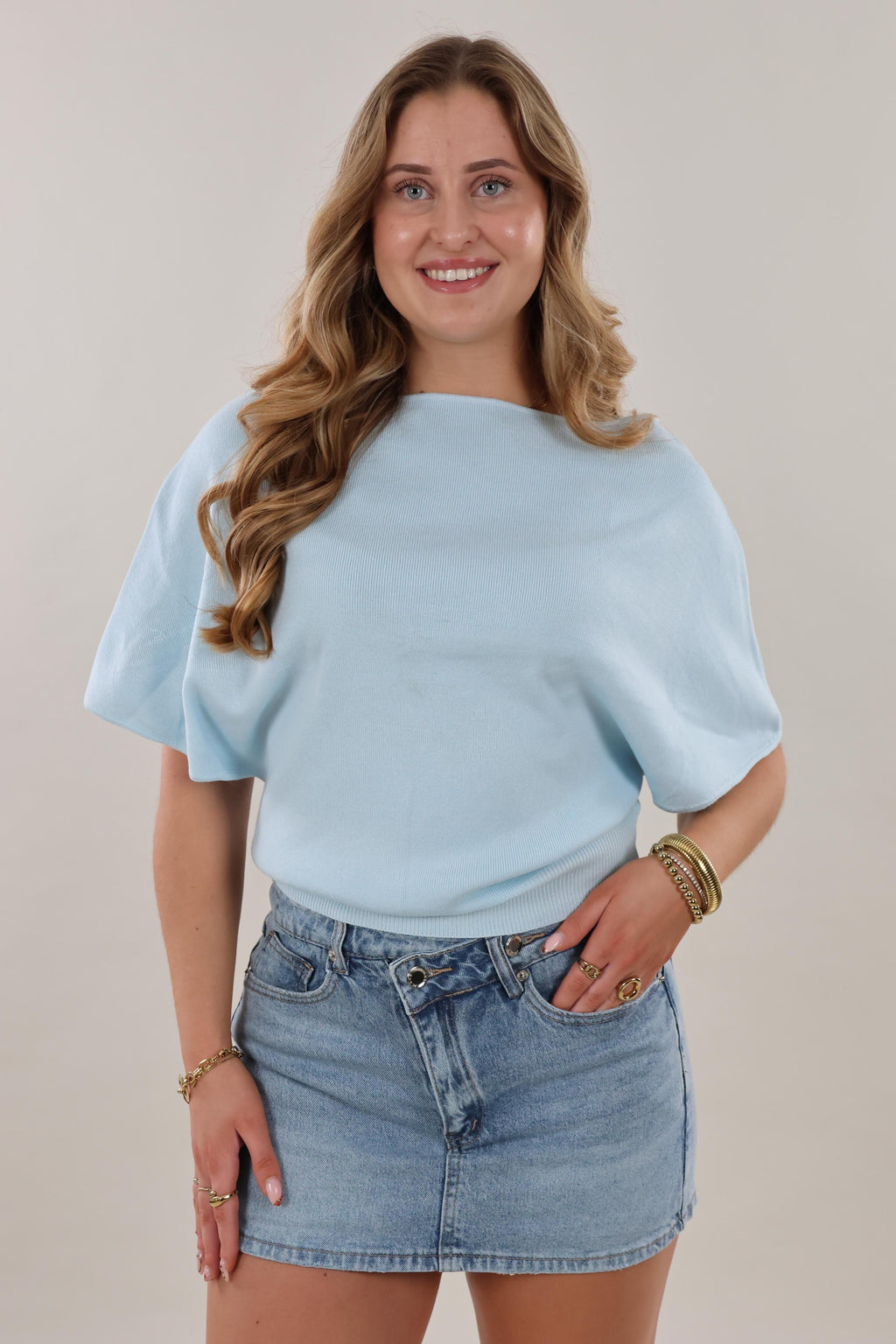 Soft batwing Top - Light blue
