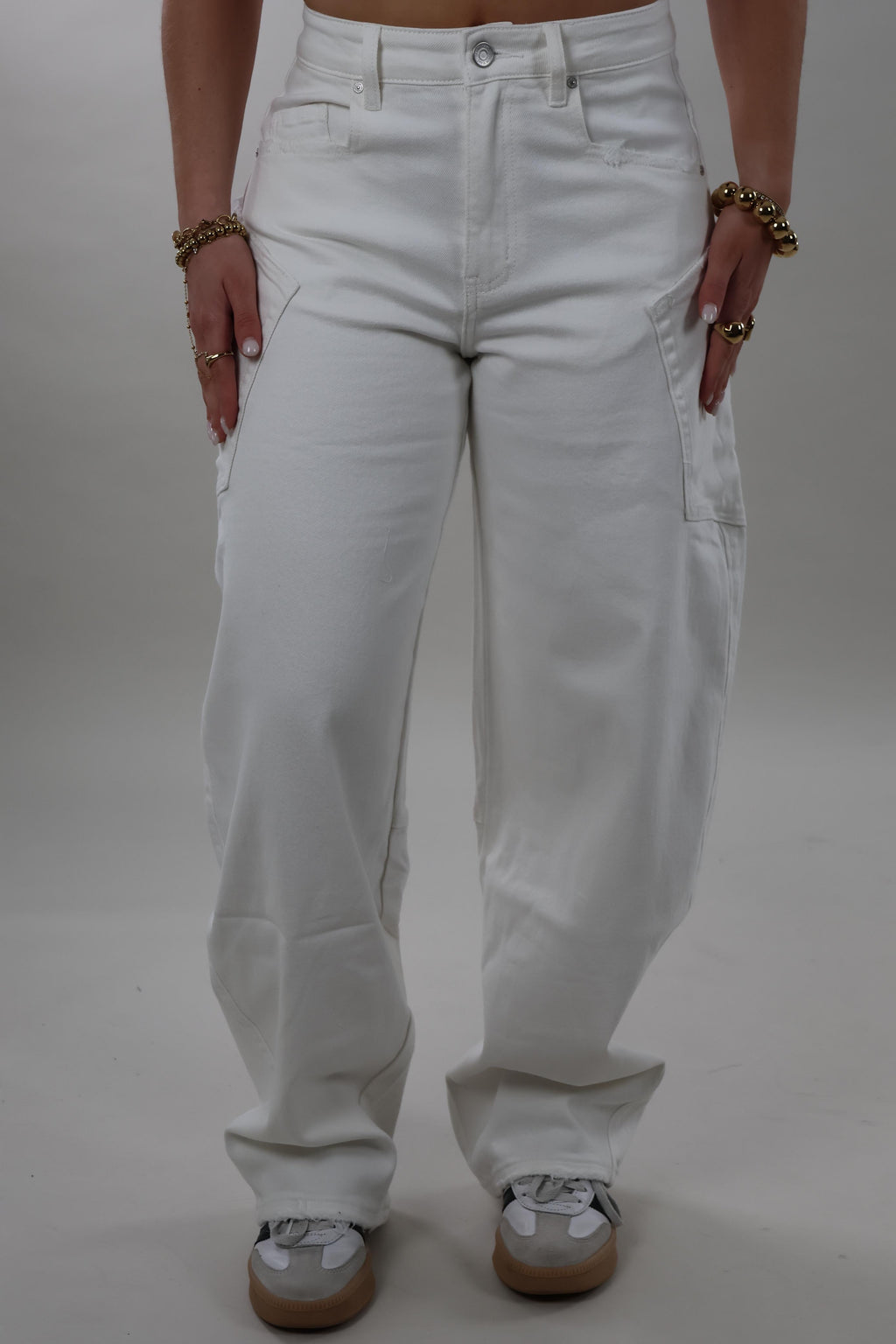 Cargo pocket balloon fit Jeans - Off white