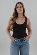 Essential scoop neck Bodysuit - Dark brown