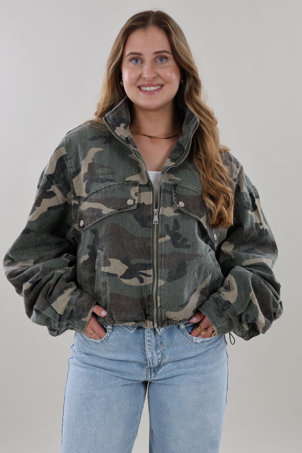 Camo cropped denim Jacket