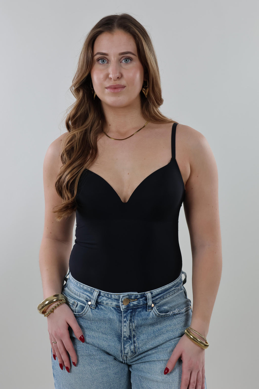 Smooth sculpt V-neck Bodysuit - Black