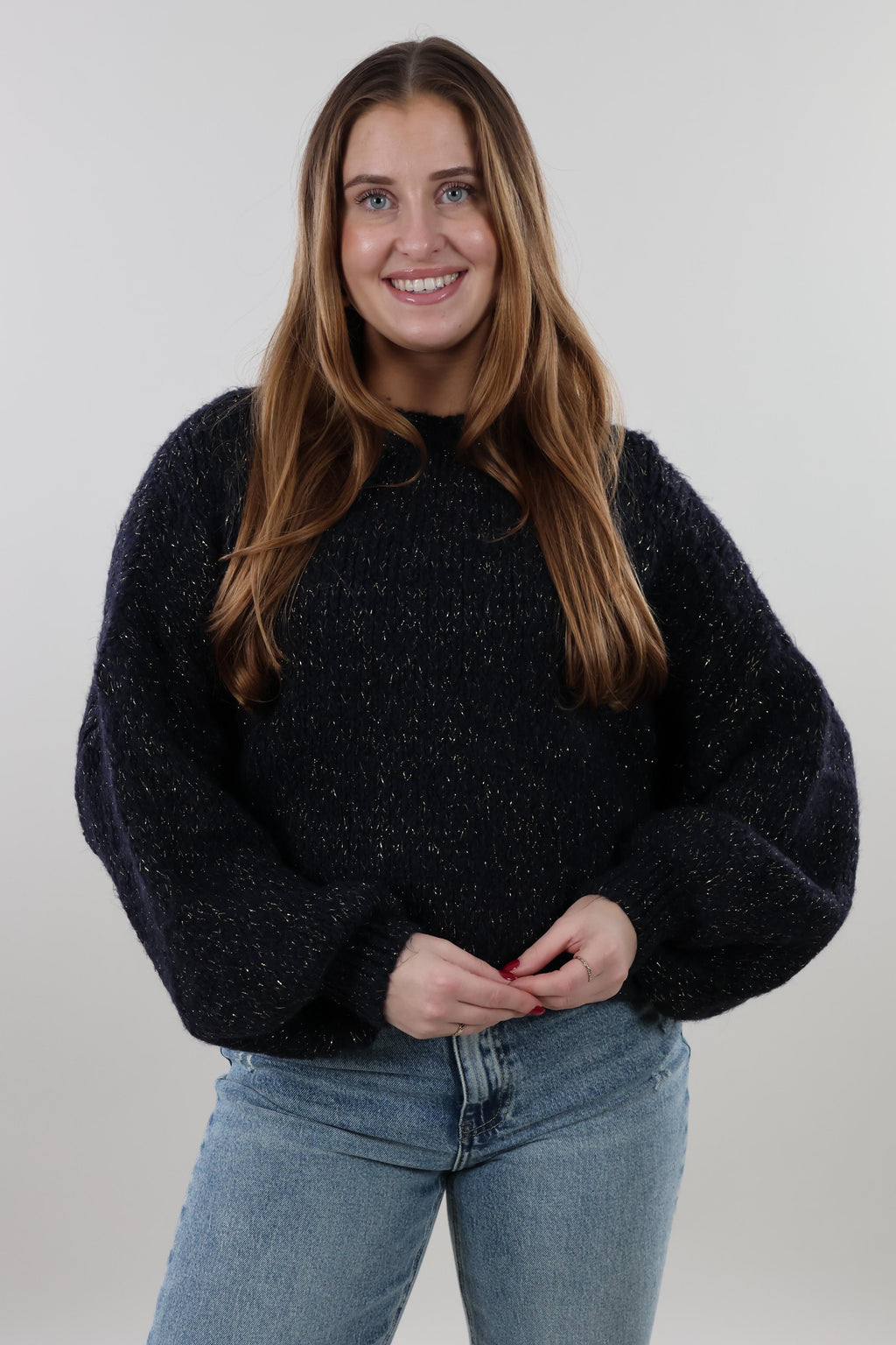 Soft sparkle knit Sweater - Navy