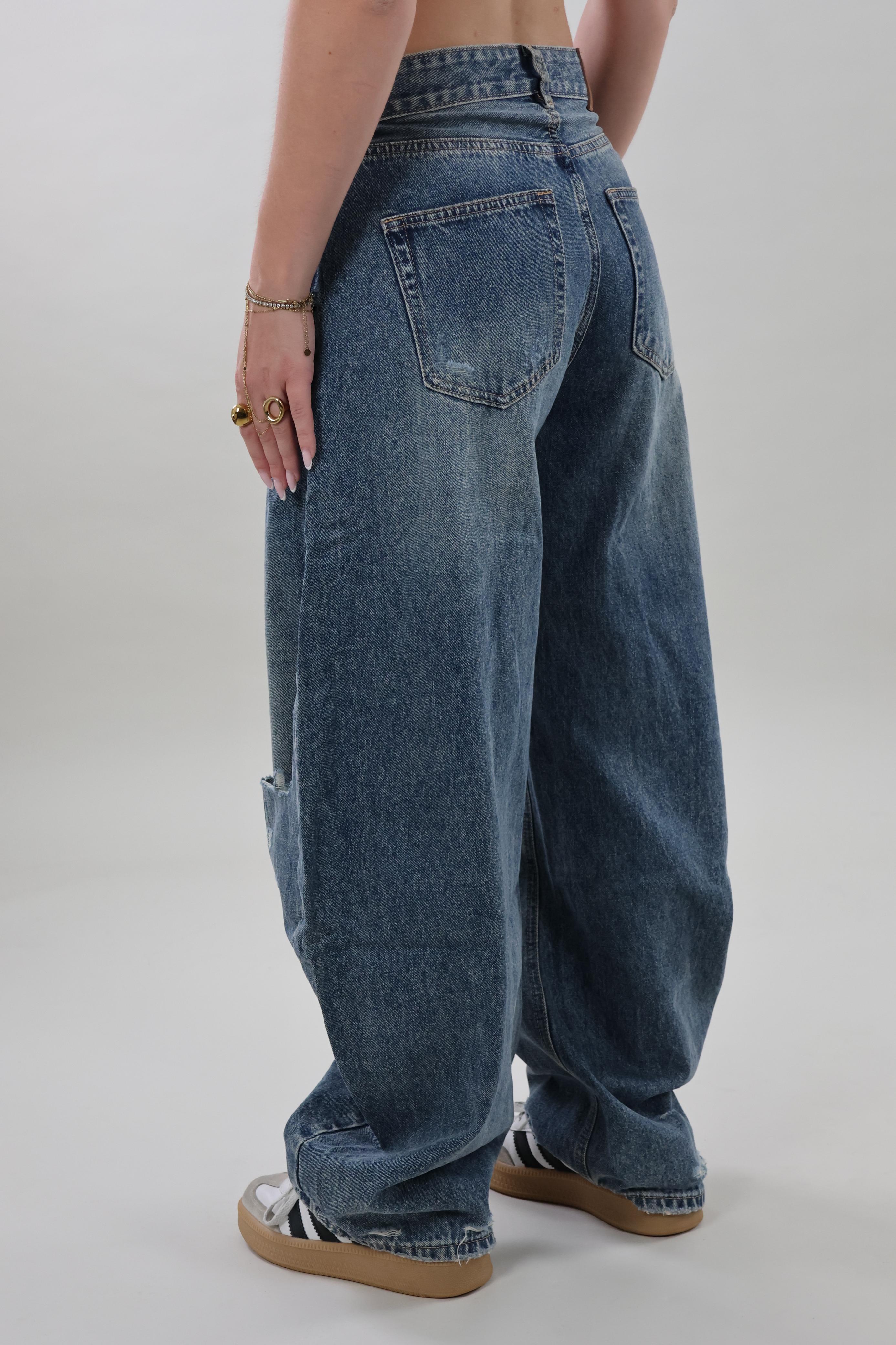 Distressed baggy Jeans - Dark denim