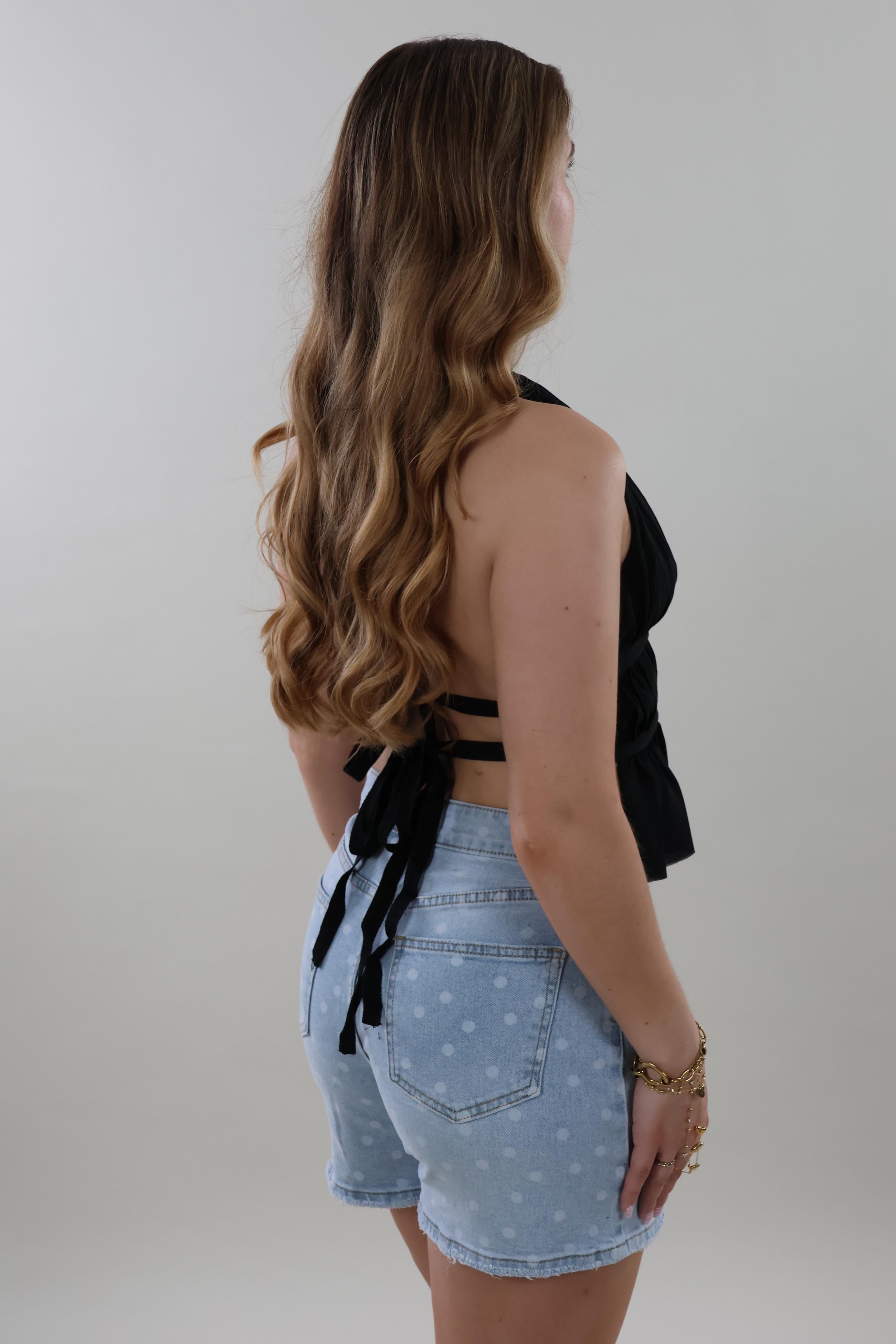 Halter ruffle Top - Black