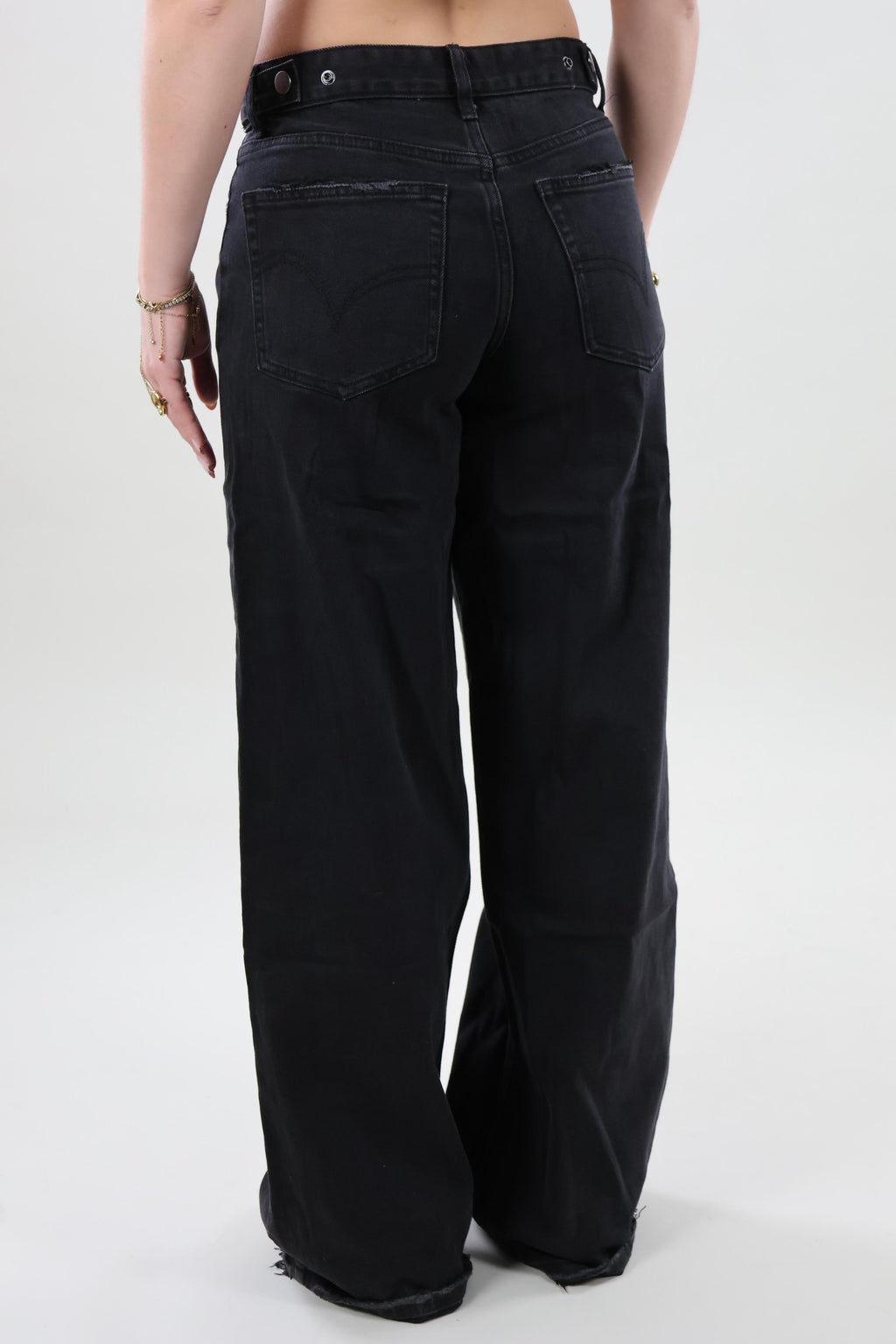 Adjustable wide leg Jeans - Black