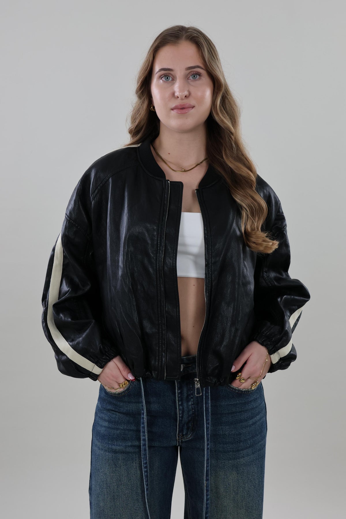 Vintage-style bomber Jacket - Black