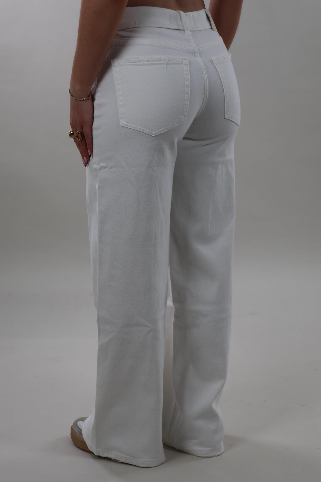 Foldover waist wide leg Jeans - Off white