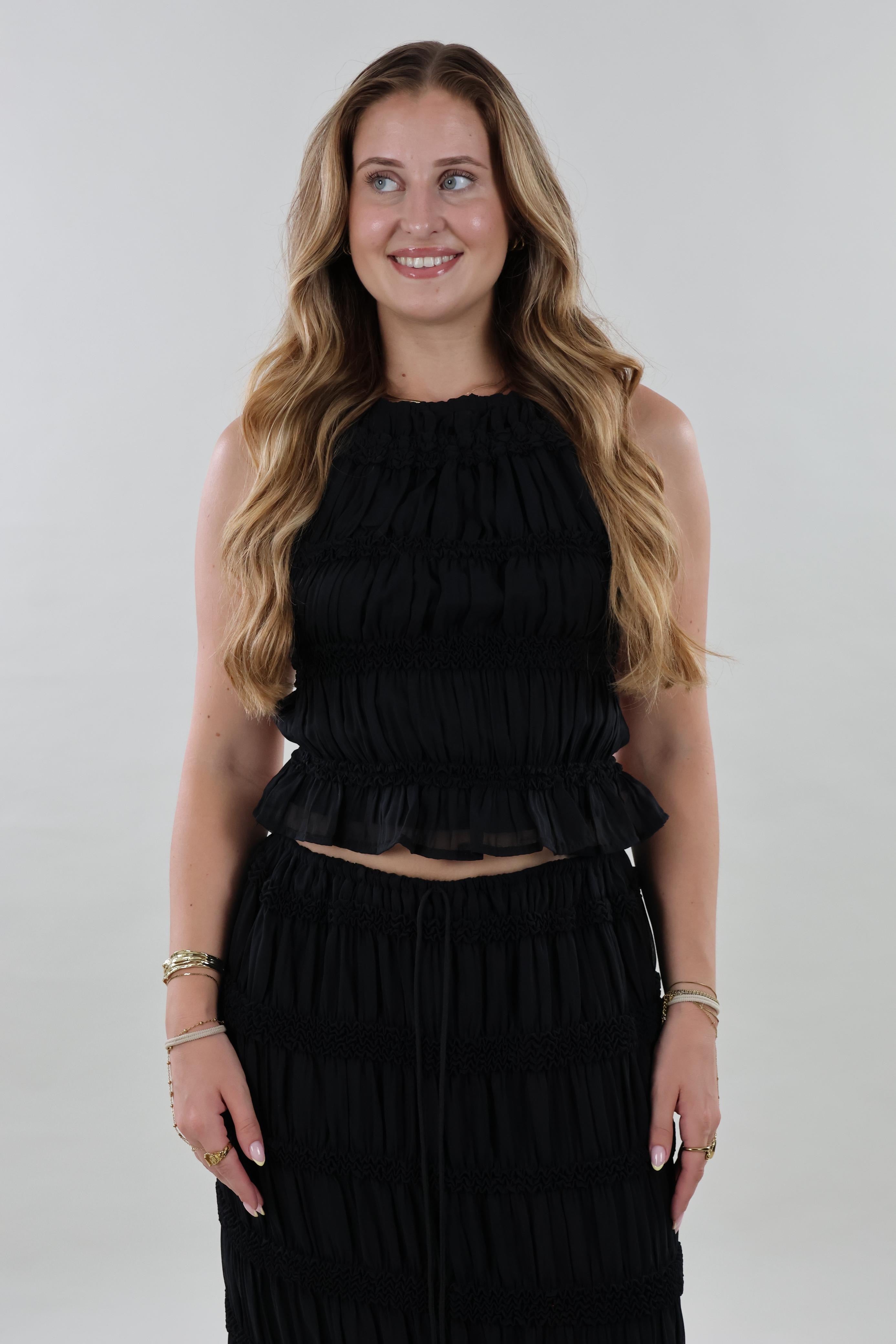 Textured halter Top - Black