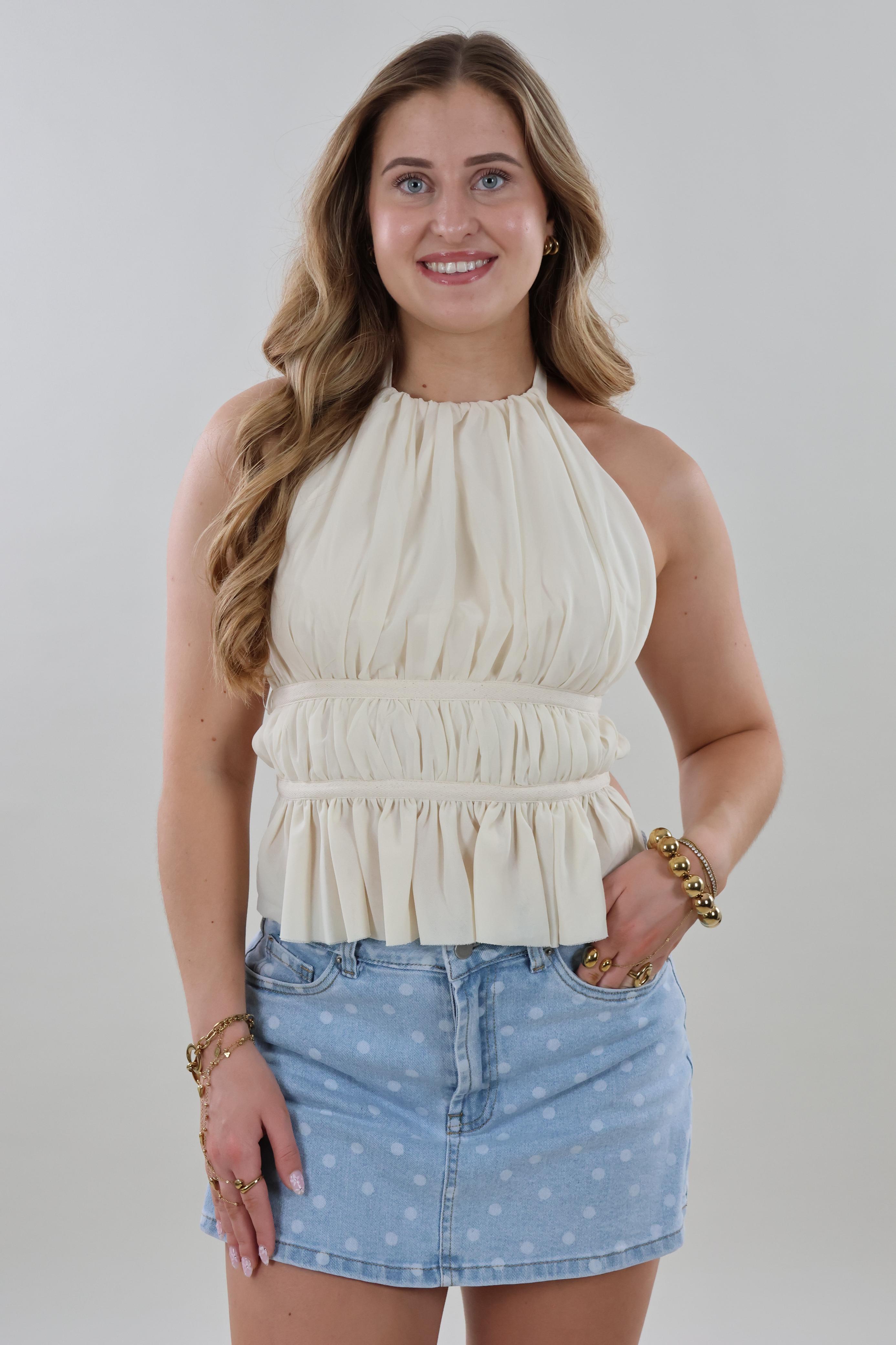 Halter ruffle Top - Crème