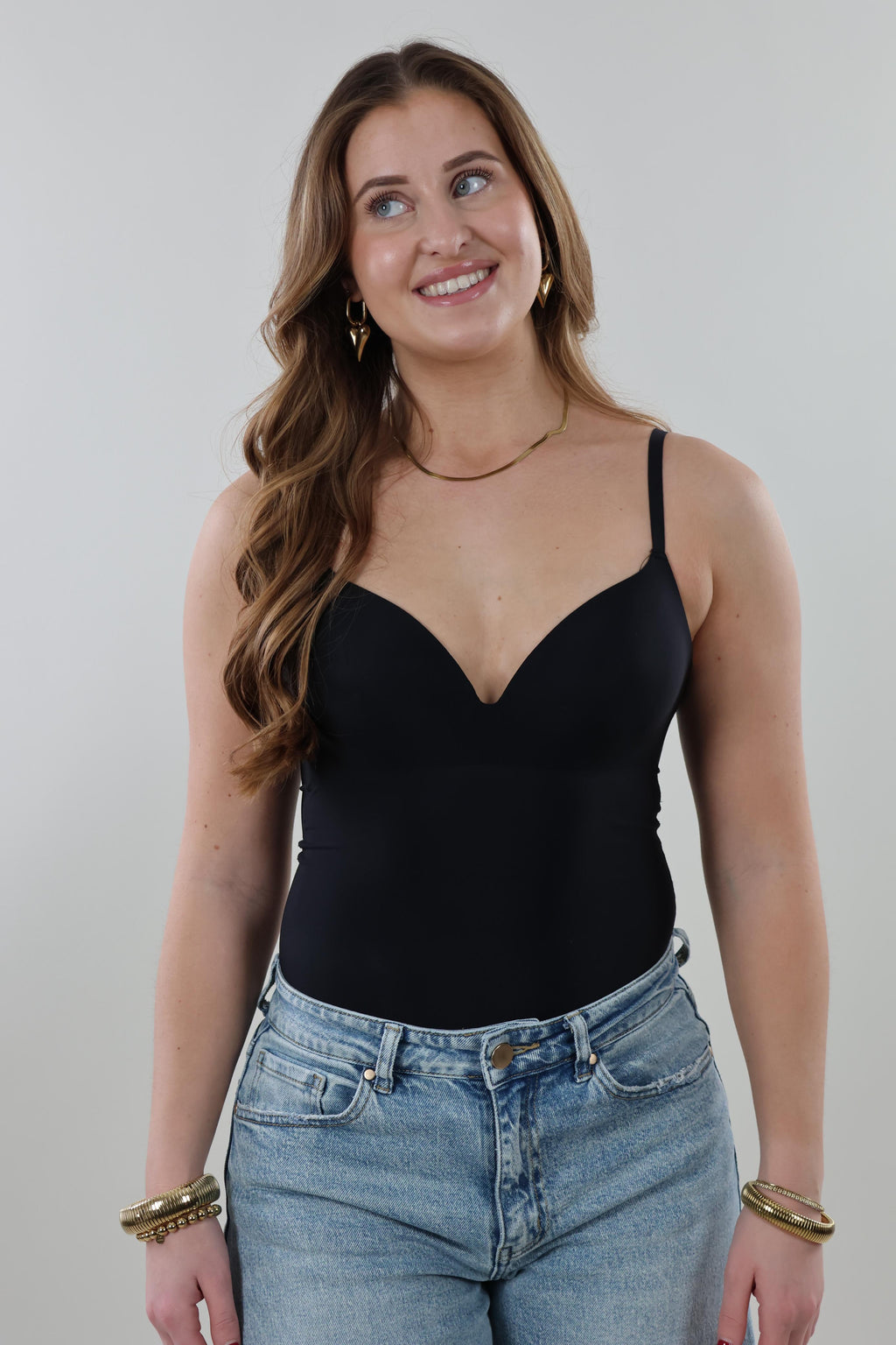 Smooth sculpt V-neck Bodysuit - Black