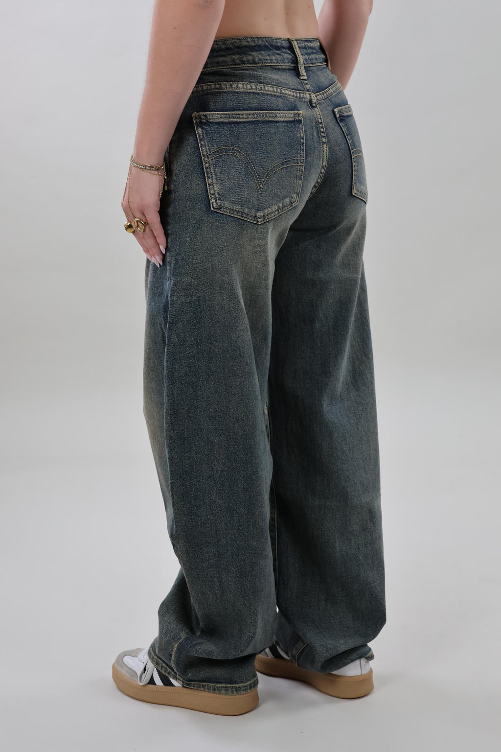 Mid waist balloon fit Jeans - Vintage washed