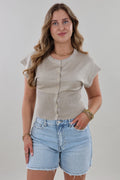 Short sleeve fitted Top - Beige