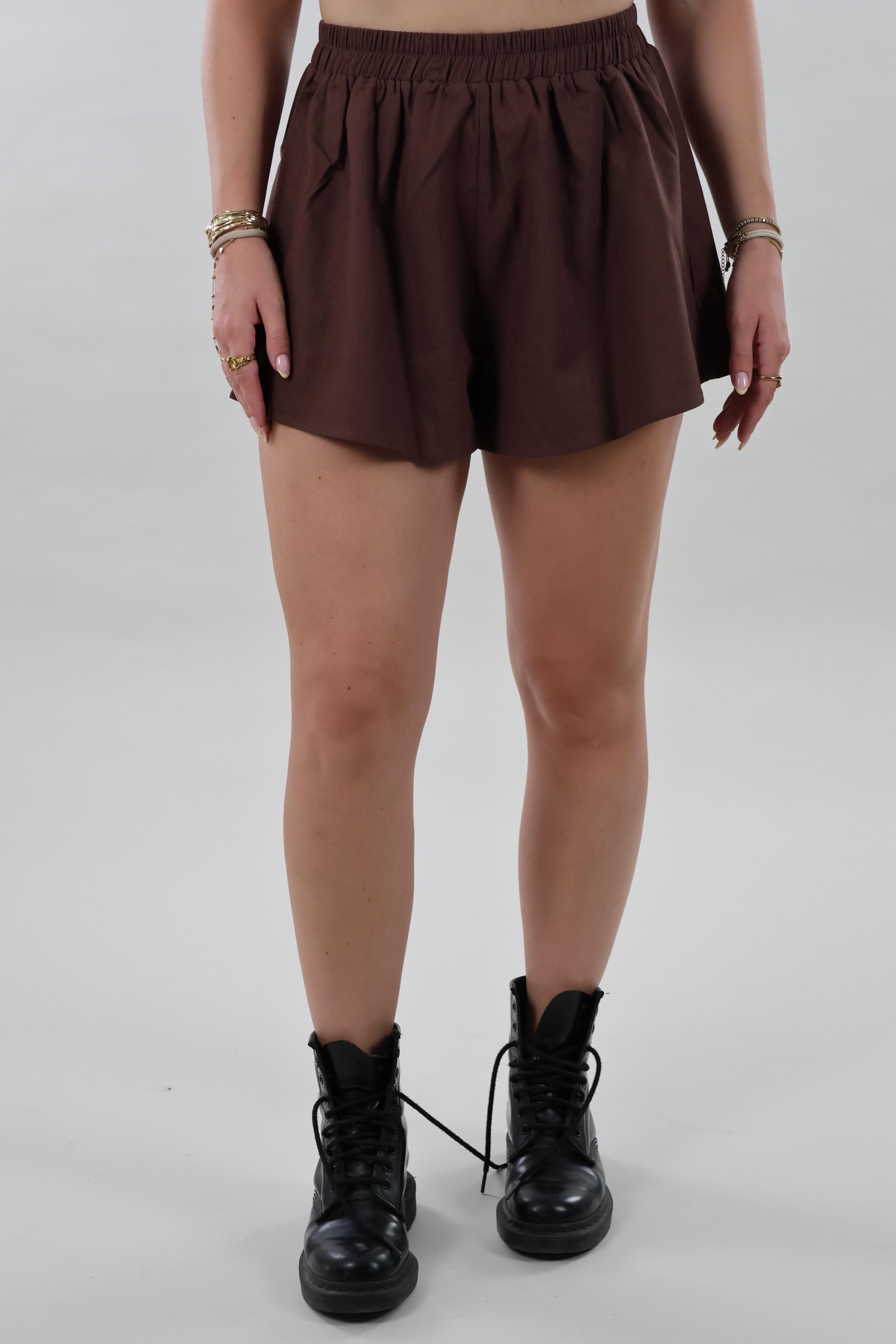 Flare Shorts - Dark Brown