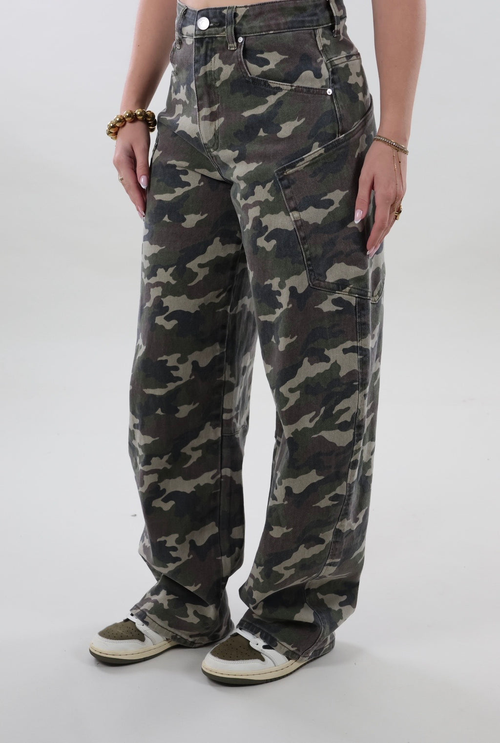 Pre order - Cargo pocket balloon fit Jeans - Camouflage