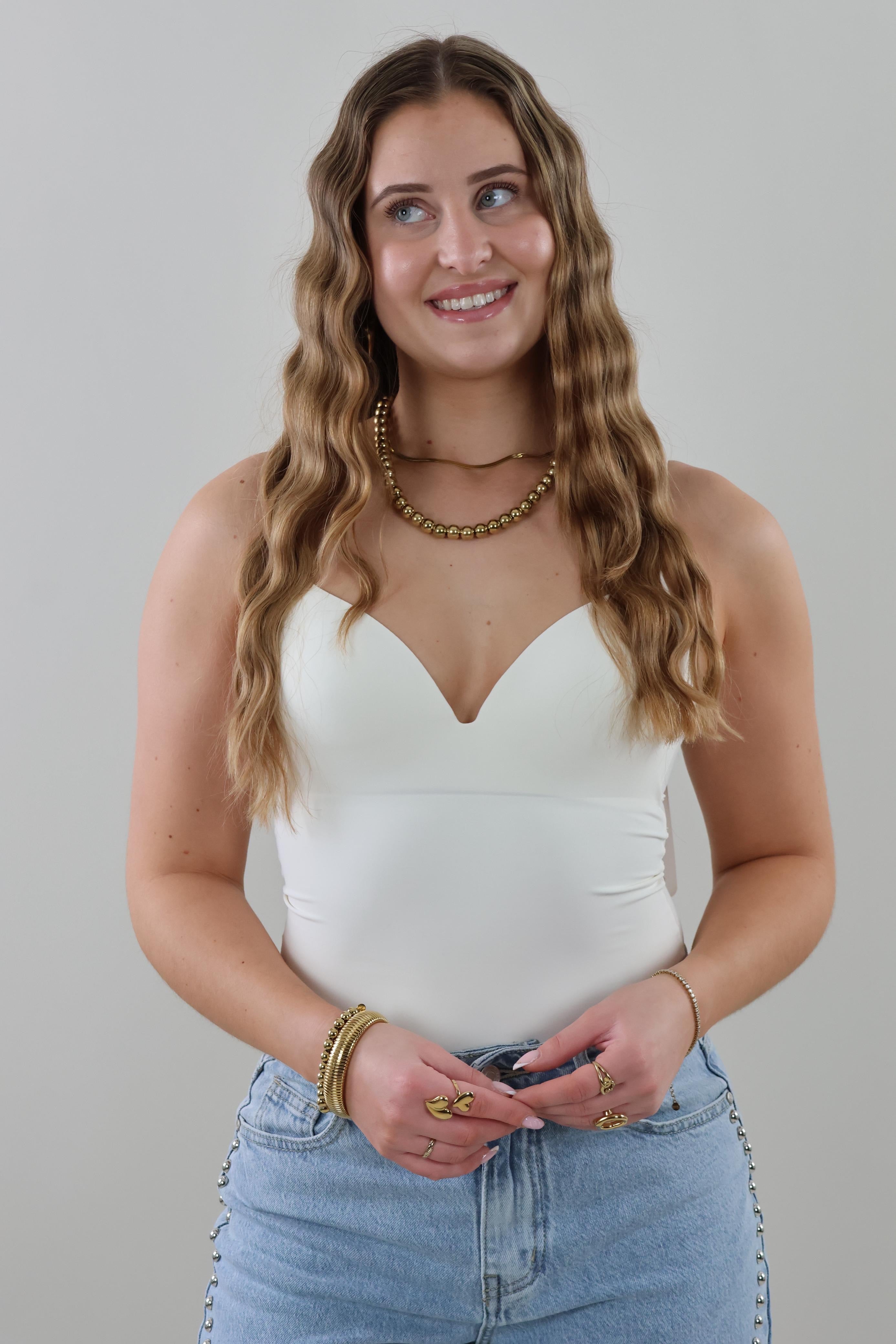 Essential sculpt V-neck Bodysuit - White