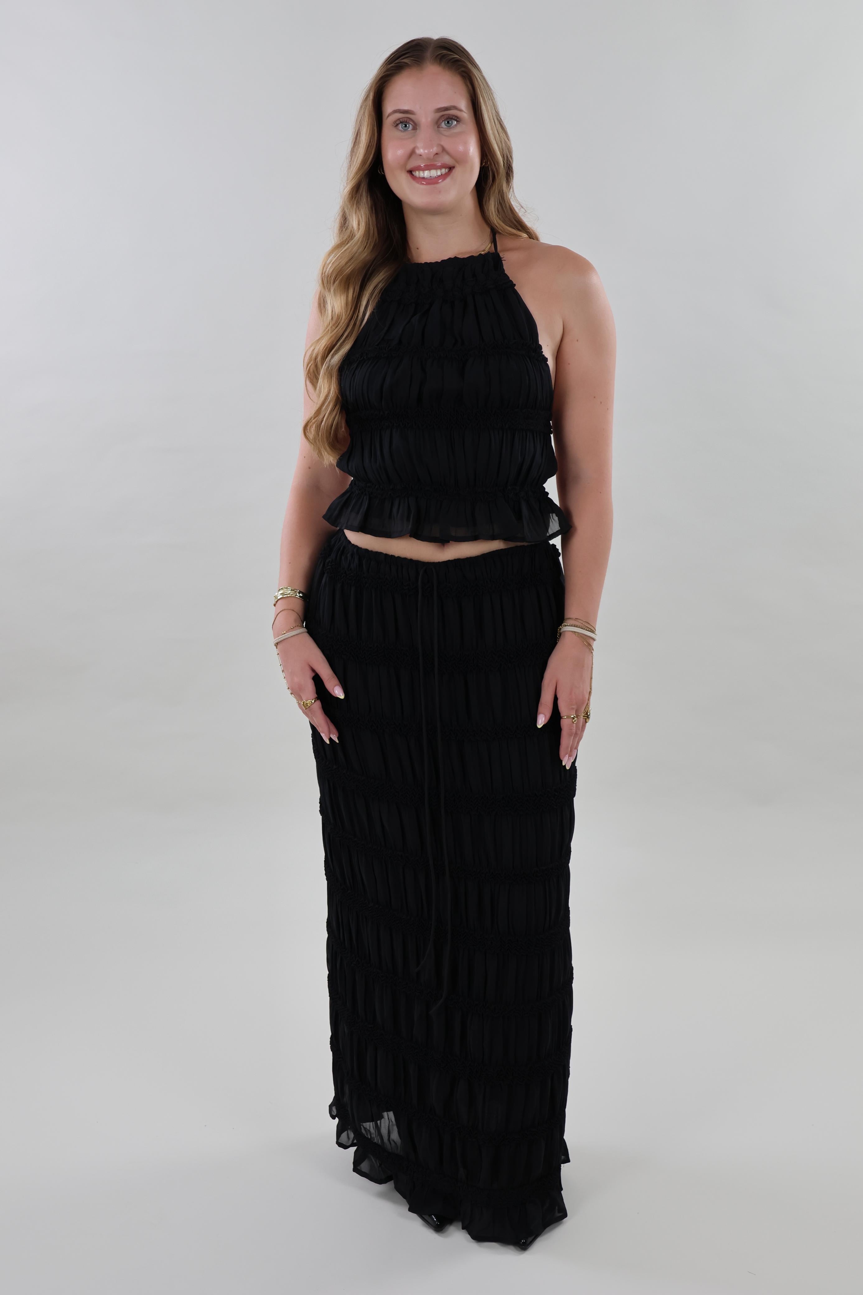 Textured maxi Skirt - Black