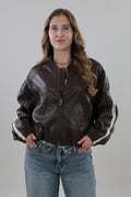 Vintage-style bomber Jacket - Dark brown