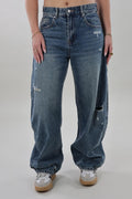 Distressed baggy Jeans - Dark denim