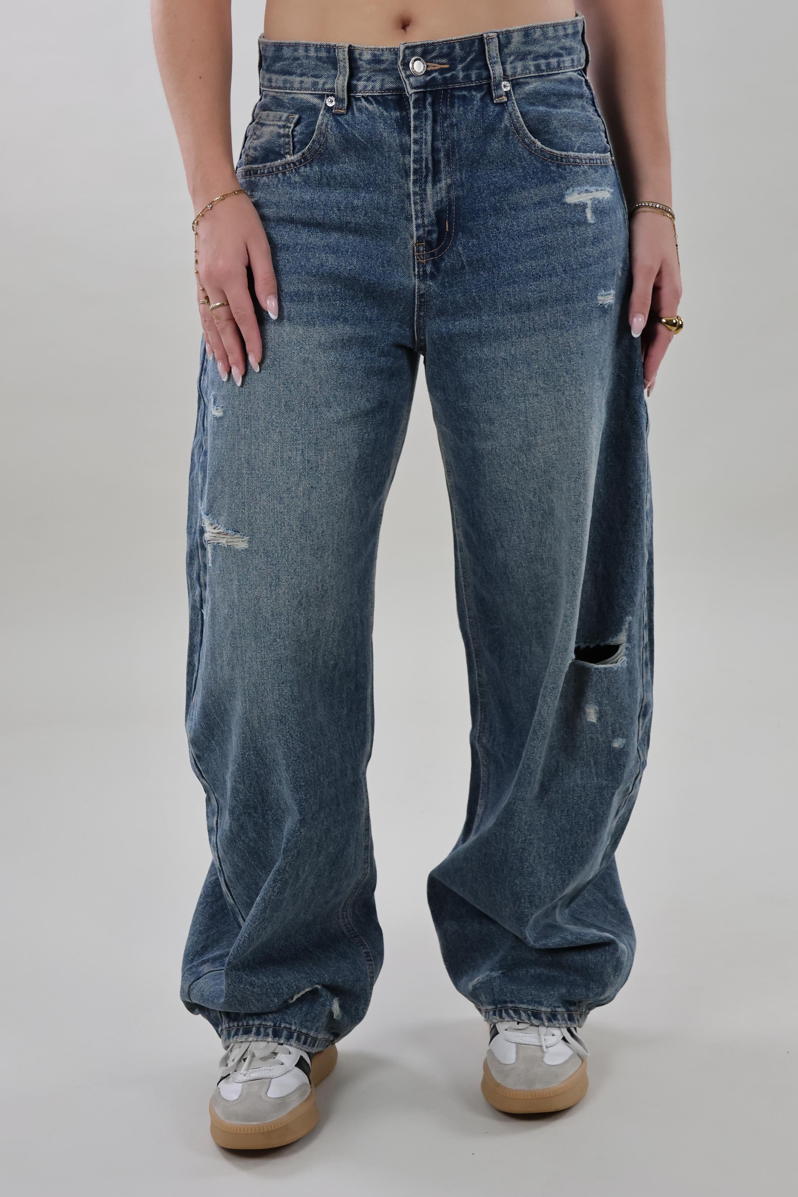 Distressed baggy Jeans - Dark denim