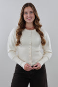 Button-up knit Top - Creme